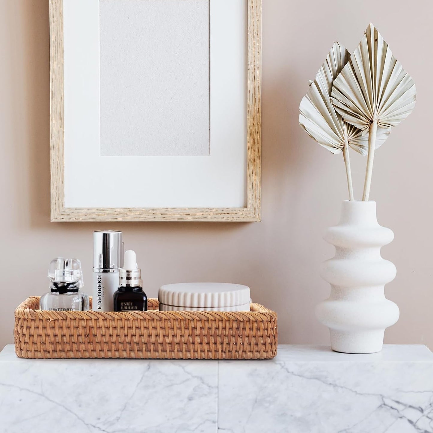 Rattan Bathroom Vanity Tray / 10.2 x 4.9 x 1.6 / Natural
