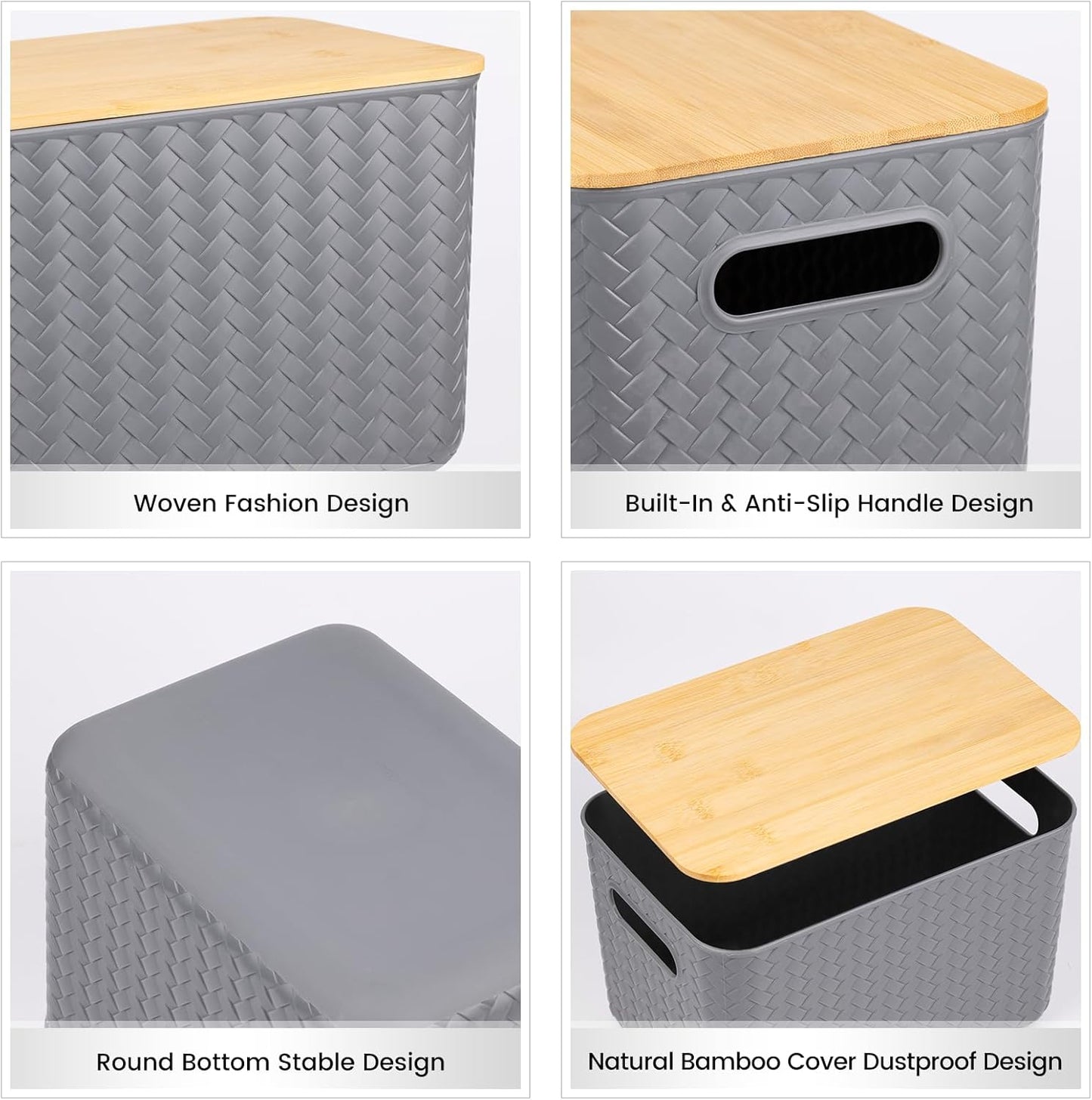 4 Packs Storage Bins / Gray