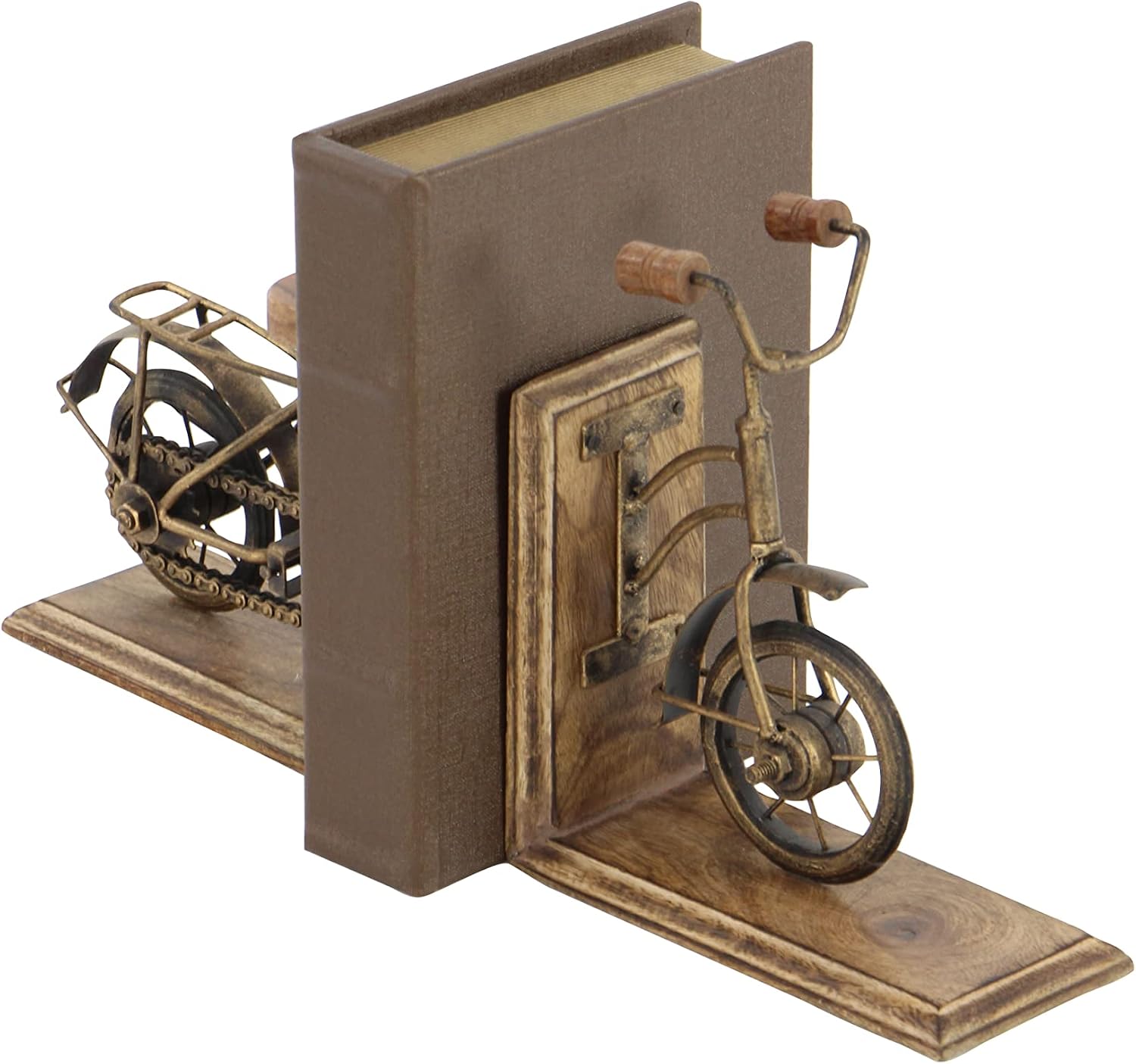 Wooden Bike Decorative Bookends Non Skid Bookends / 9 Inch / Set of 2