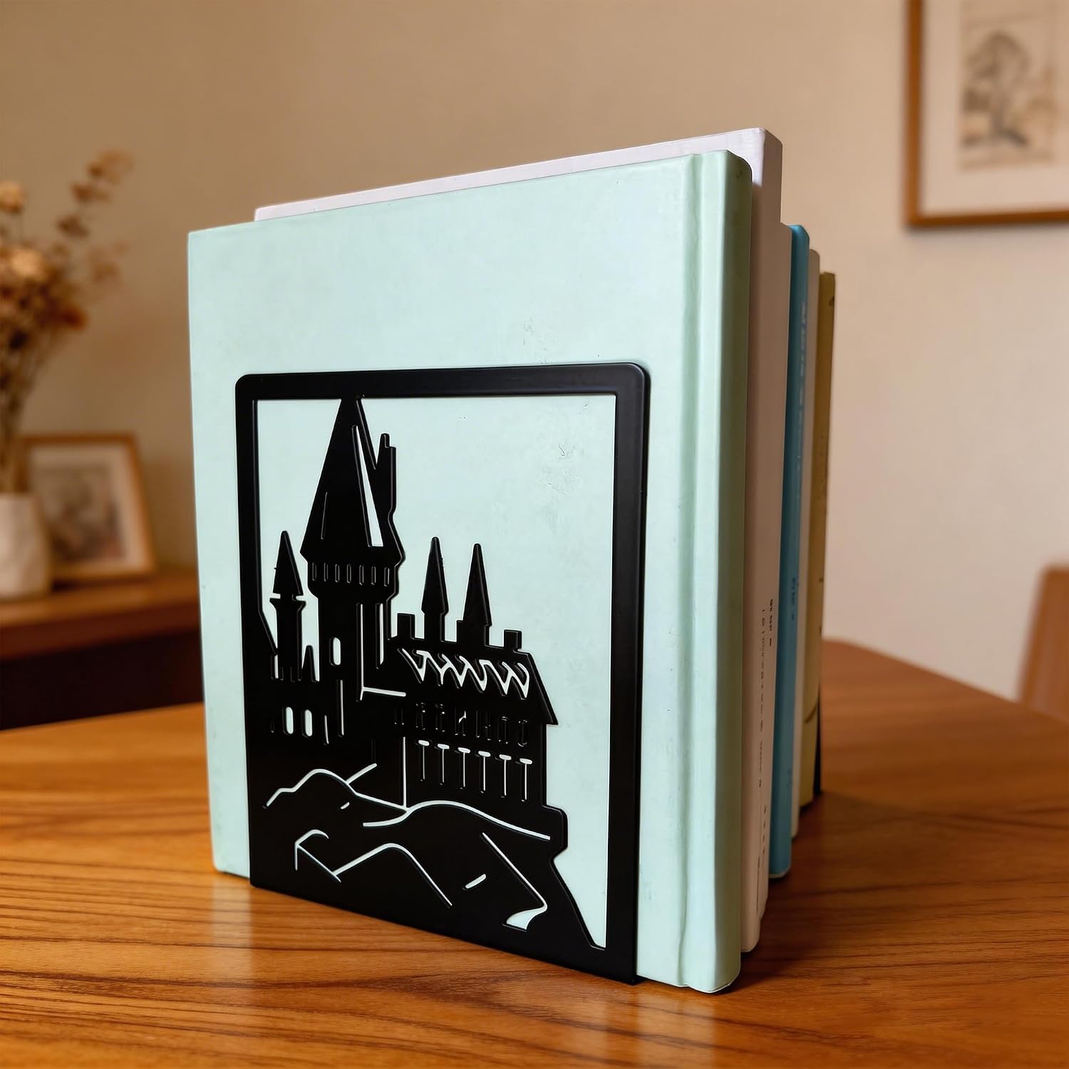 Metal Bookends / Dragon Castle / 1 Pair