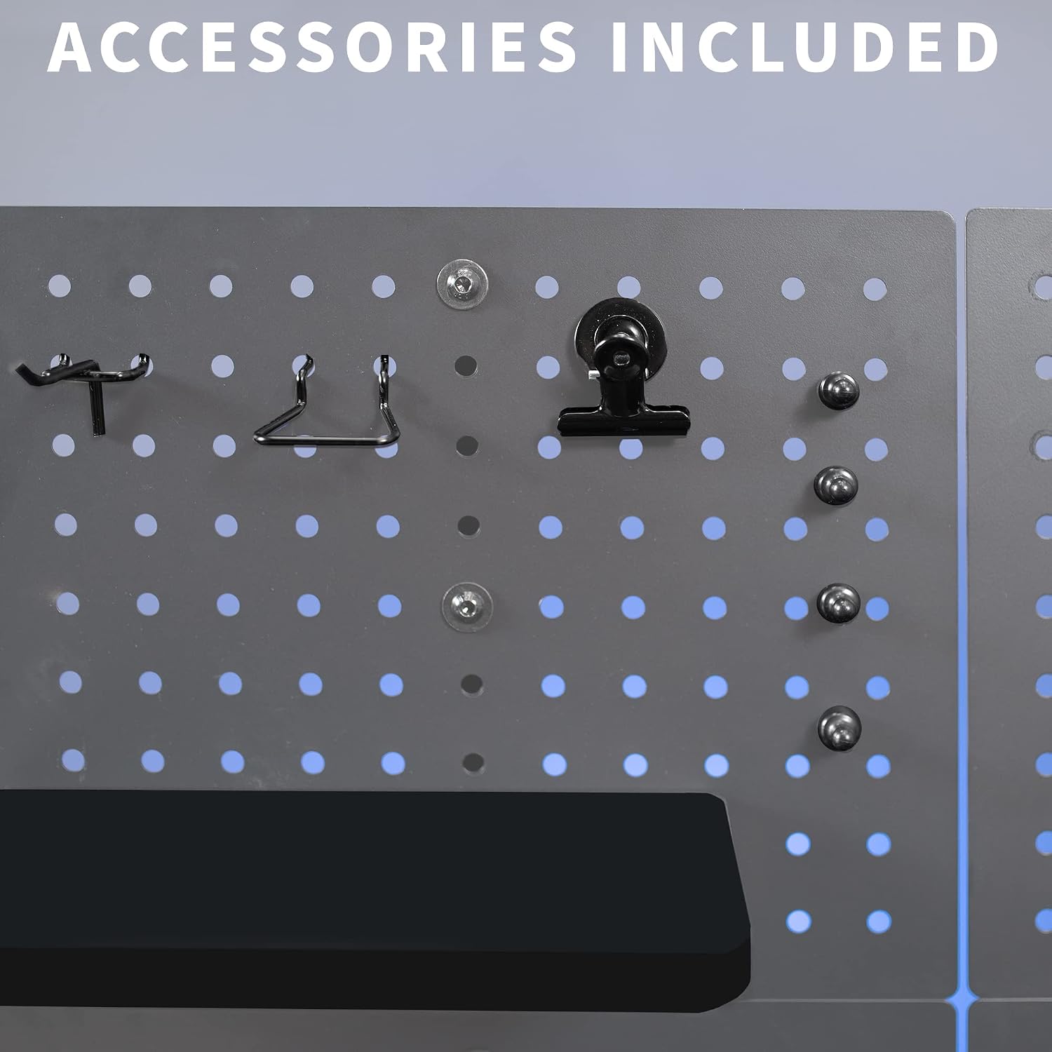 VIVO Black Clamp-on 12 x 20 inch Desk Pegboard, PP-DK12B | Steel Privacy Panel, Magnetic Peg Board, Office Accessory