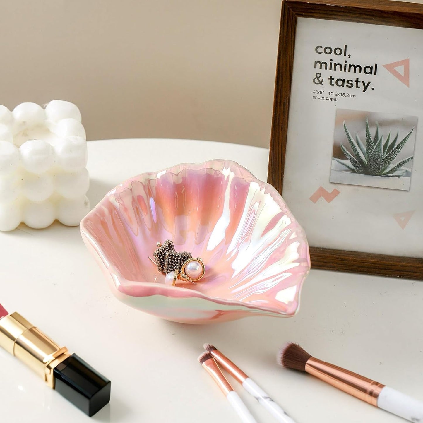 Jewelry Tray / Ceramic Jewelry Dish / Colorful Pink / 5.75 Inch