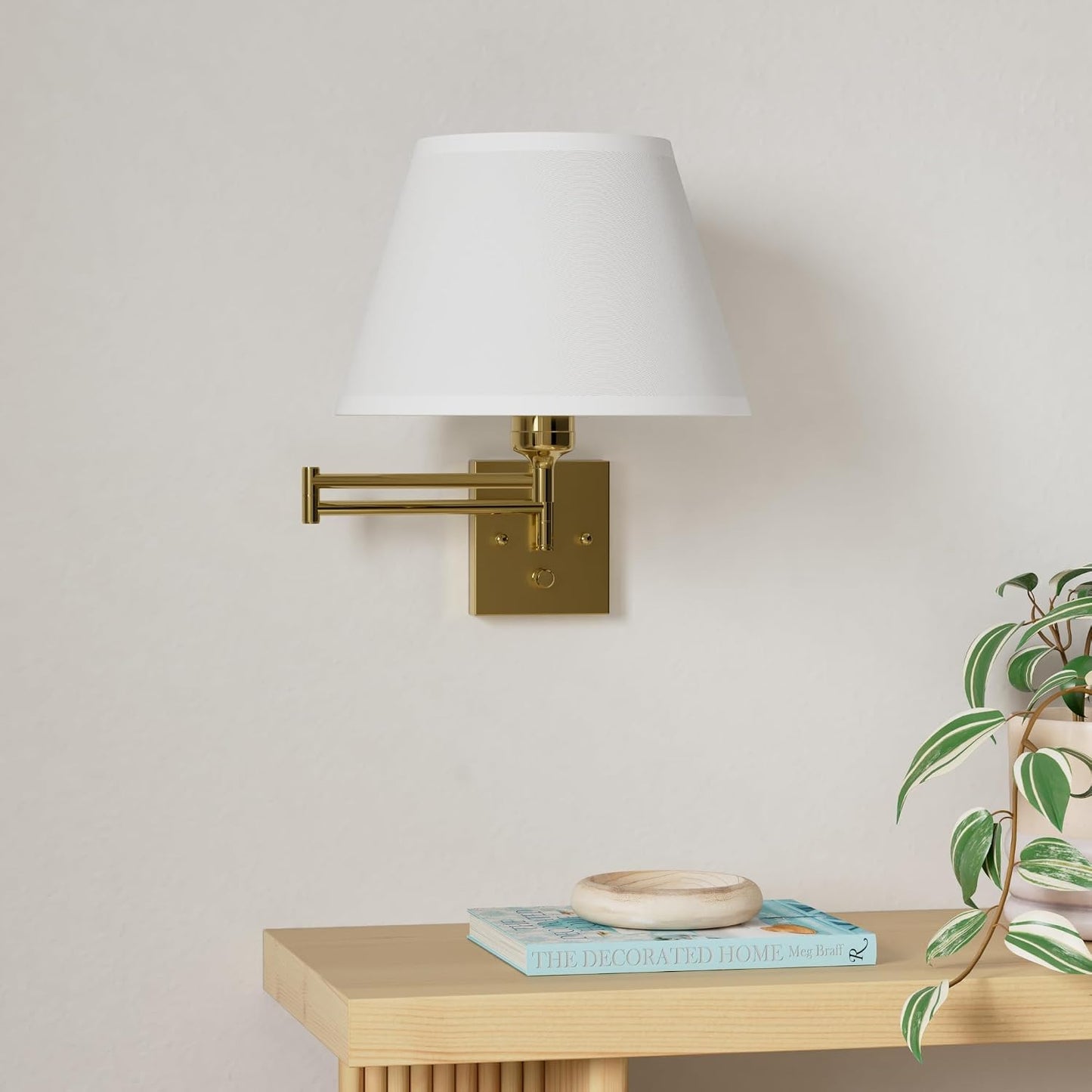 TRLIFE Remote Control Dimmable Wall Sconce, Adjustable Color Temperature 2700K-6500K Brushed Brass Swing Arm Wall