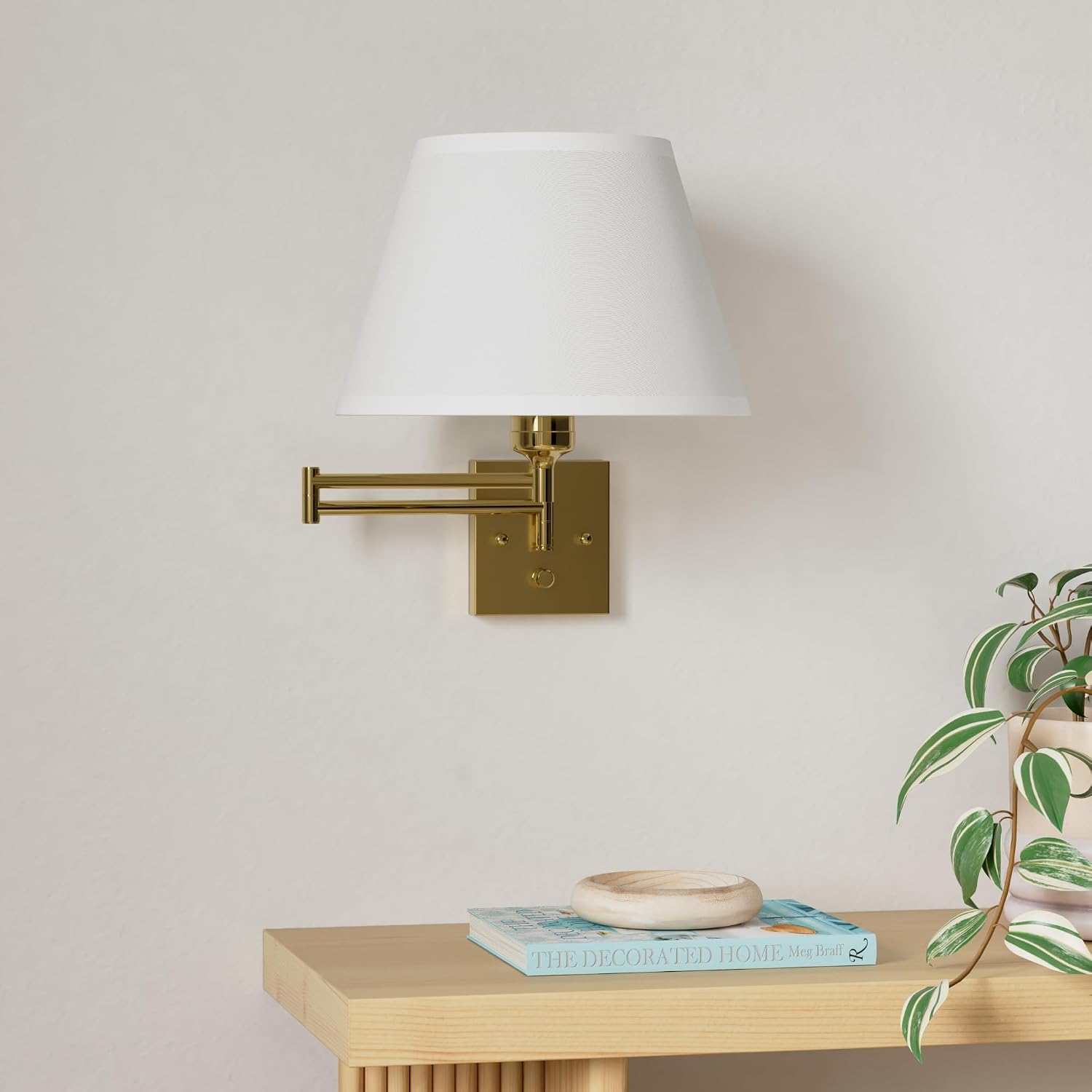 TRLIFE Remote Control Dimmable Wall Sconce, Adjustable Color Temperature 2700K-6500K Brushed Brass Swing Arm Wall