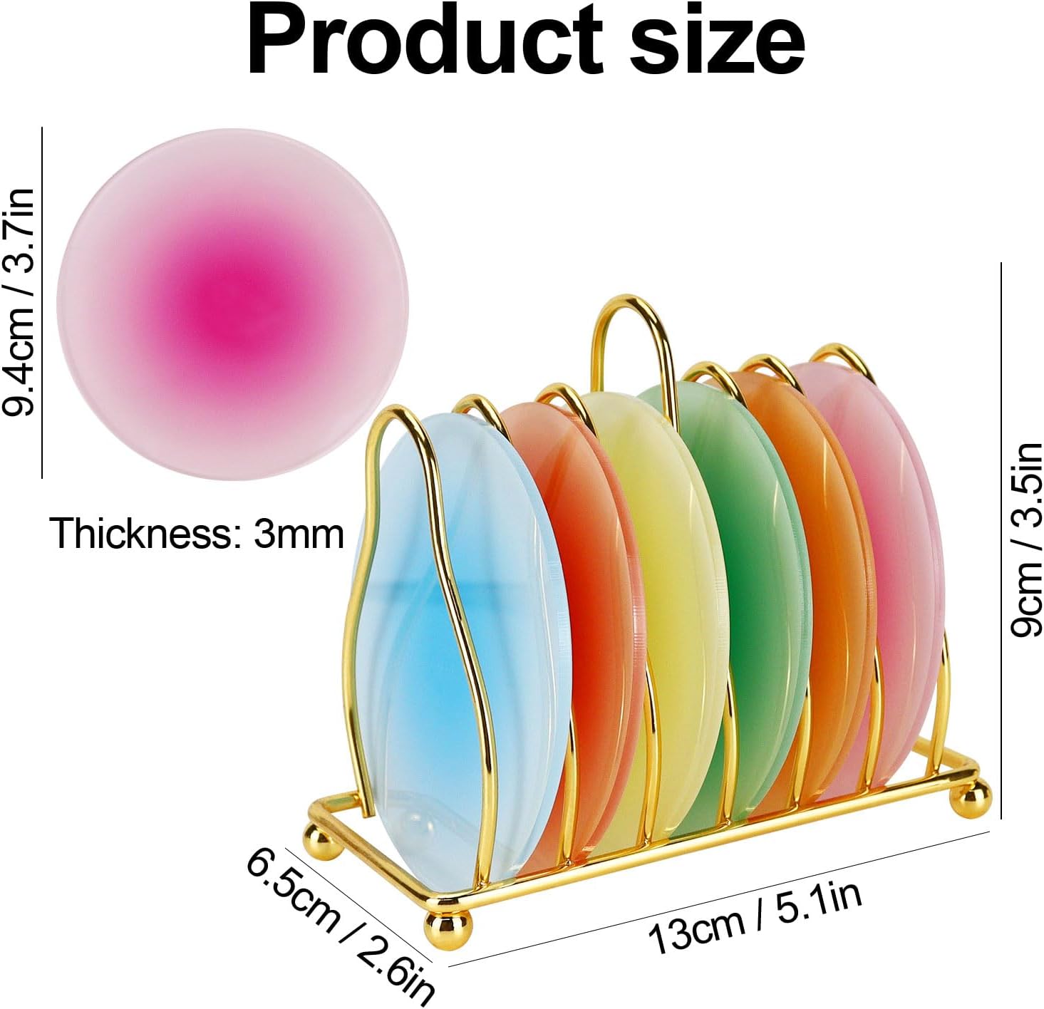 Metal Holder Stand / Red, Pink, Yellow, Blue, Orange, Green / Set of 6