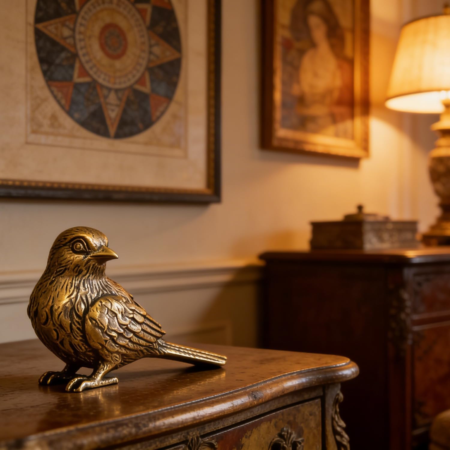 Small Brass Metal Statue / Sparrow