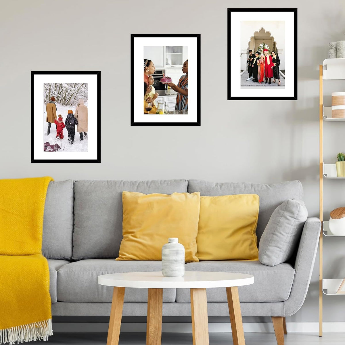 JCJMY 19x25 Picture Frame with 16x22 Mat Set of 4, Display Photo 16x22 with Mat or 19 x 25 Without Mat, Wall Hanging