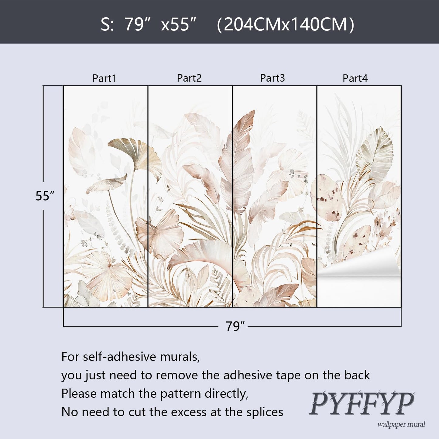 Tropical Jungle Peel and Stick Wallpaper murals / Zz02 / 79 x 55