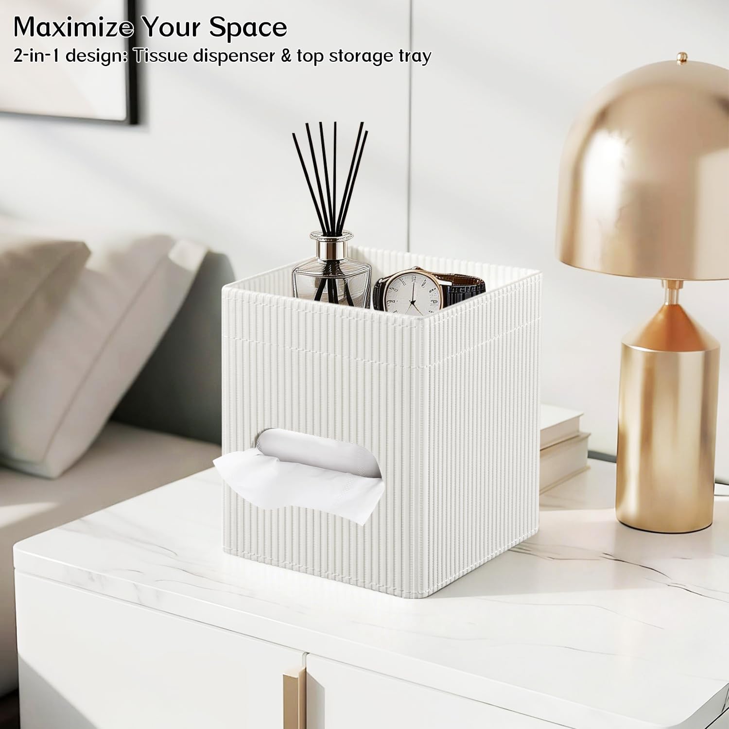 Storage Tray / Tissue Box Cover / White