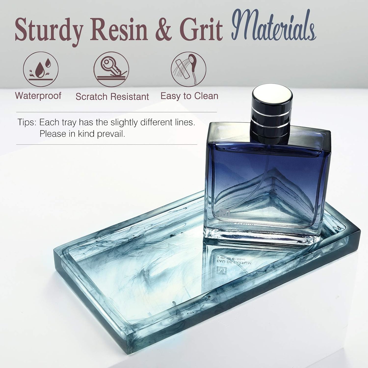 Jewelry Organizer Resin Tray / 7.7 x 3.9 x 0.8 / Ink Blue