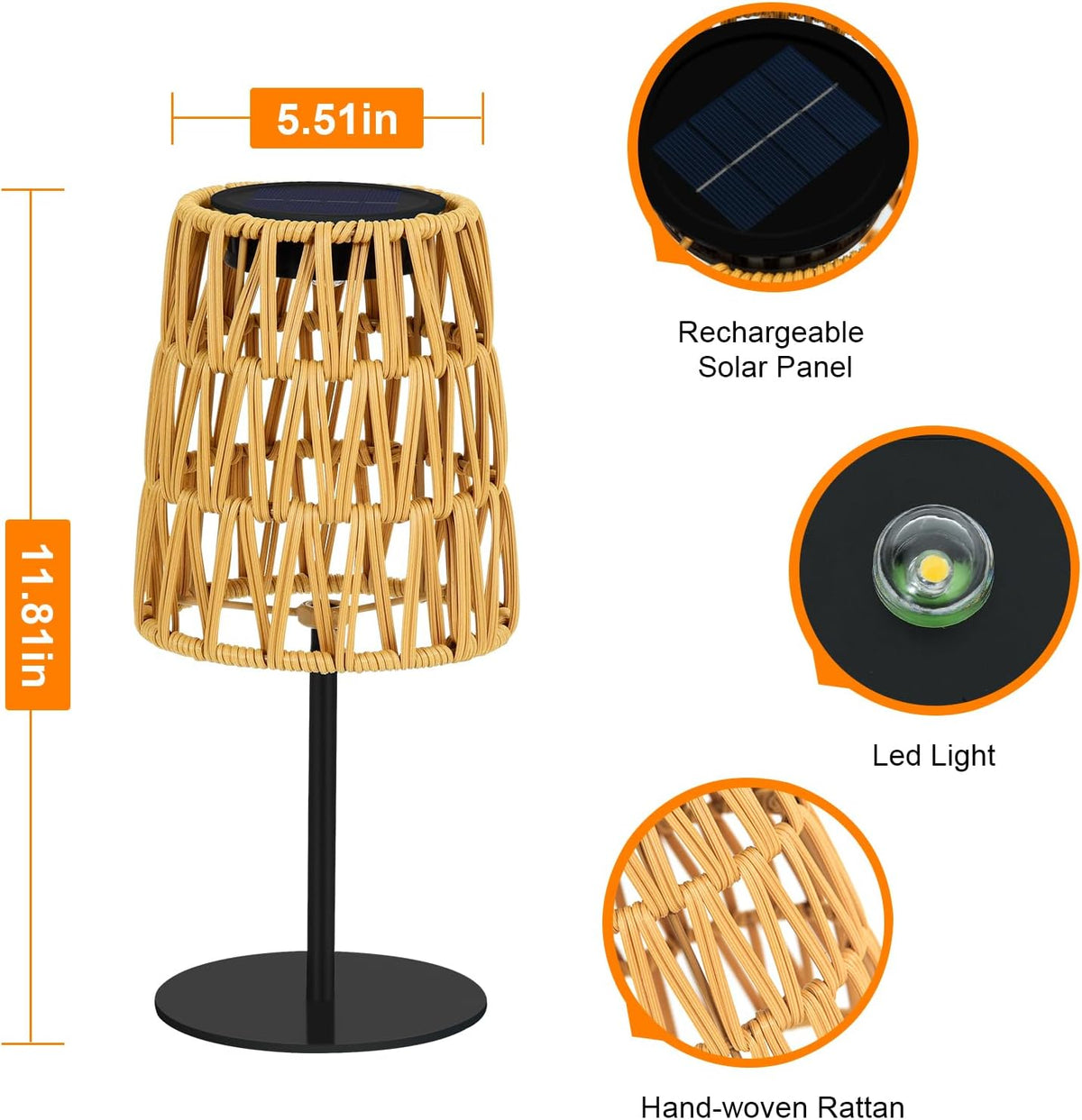4pcs Solar Table Lamp Outdoor Waterproof: Rechargeable LED Solar Lantern for Garden Yard, Solar Lights Outside Cordless