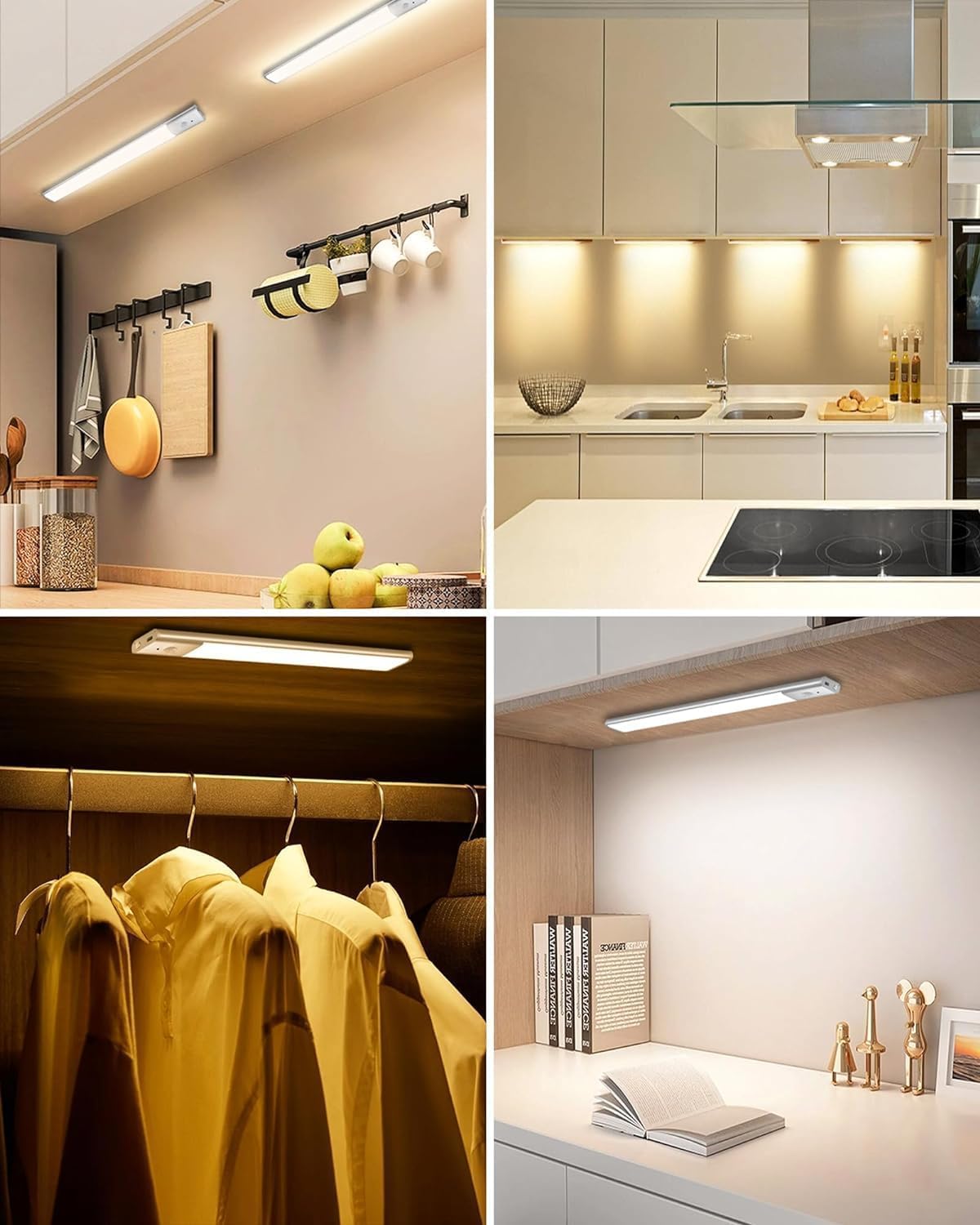 Under Cabinet Lighting Wireless Motion Sensor Light Indoor, 12" Rechargeable Kitchen Bar Lights, 300LM Ultra-Bright