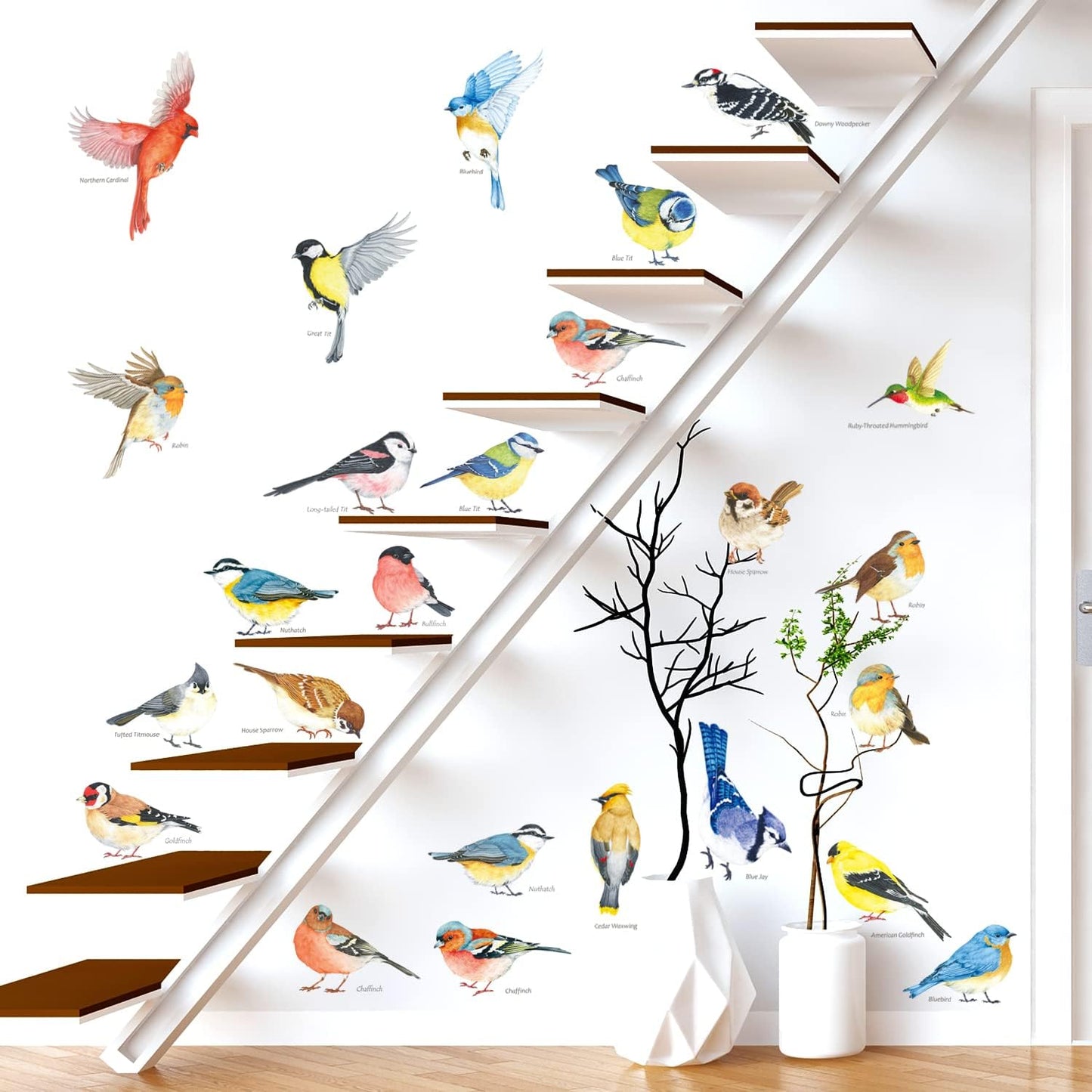 DS4-8063 25 Little Birds Wall Art Decals Stickers Kids Peel and Stick Removable Nursery Bedroom