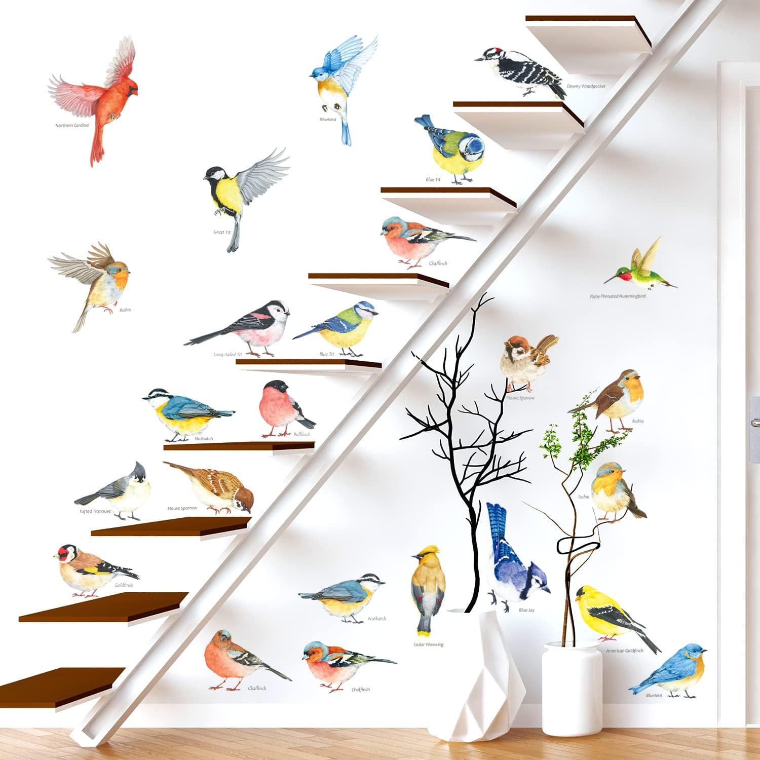 DS4-8063 25 Little Birds Wall Art Decals Stickers Kids Peel and Stick Removable Nursery Bedroom