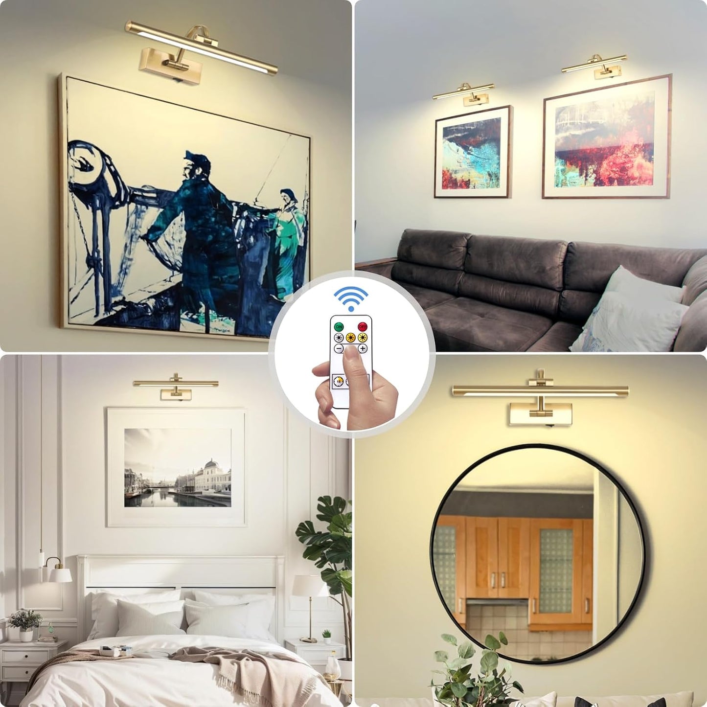 Tassuowell Wireless Picture Lights for Wall Rechargeable, Battery Operated Art Light for Paintings, 3CCT Dimmable