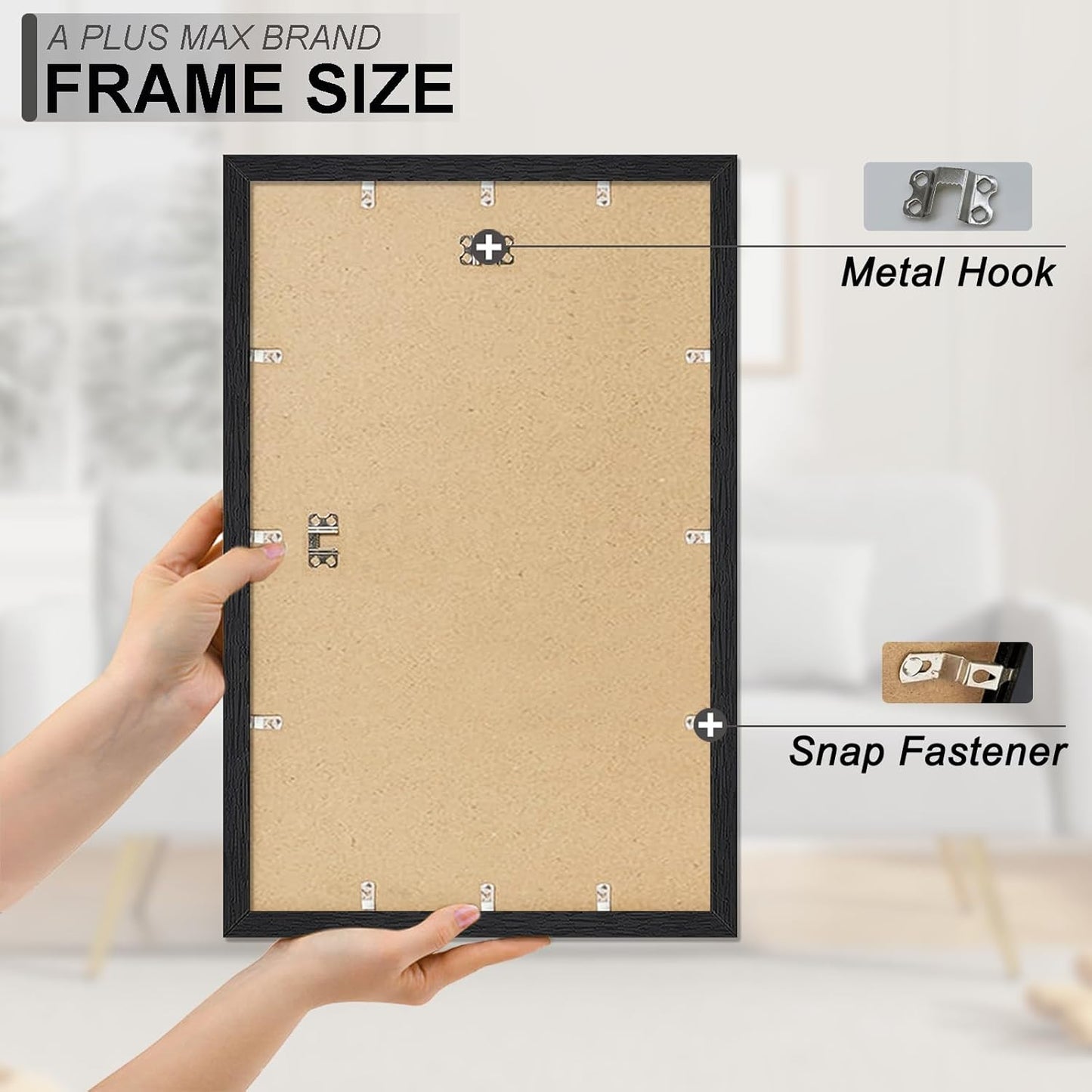 A PLUS MAX 14x22 Picture Frame Set of 3, Black Engineered Wood Frame for 14 x 22 Inch Picture Poster Photo, Light