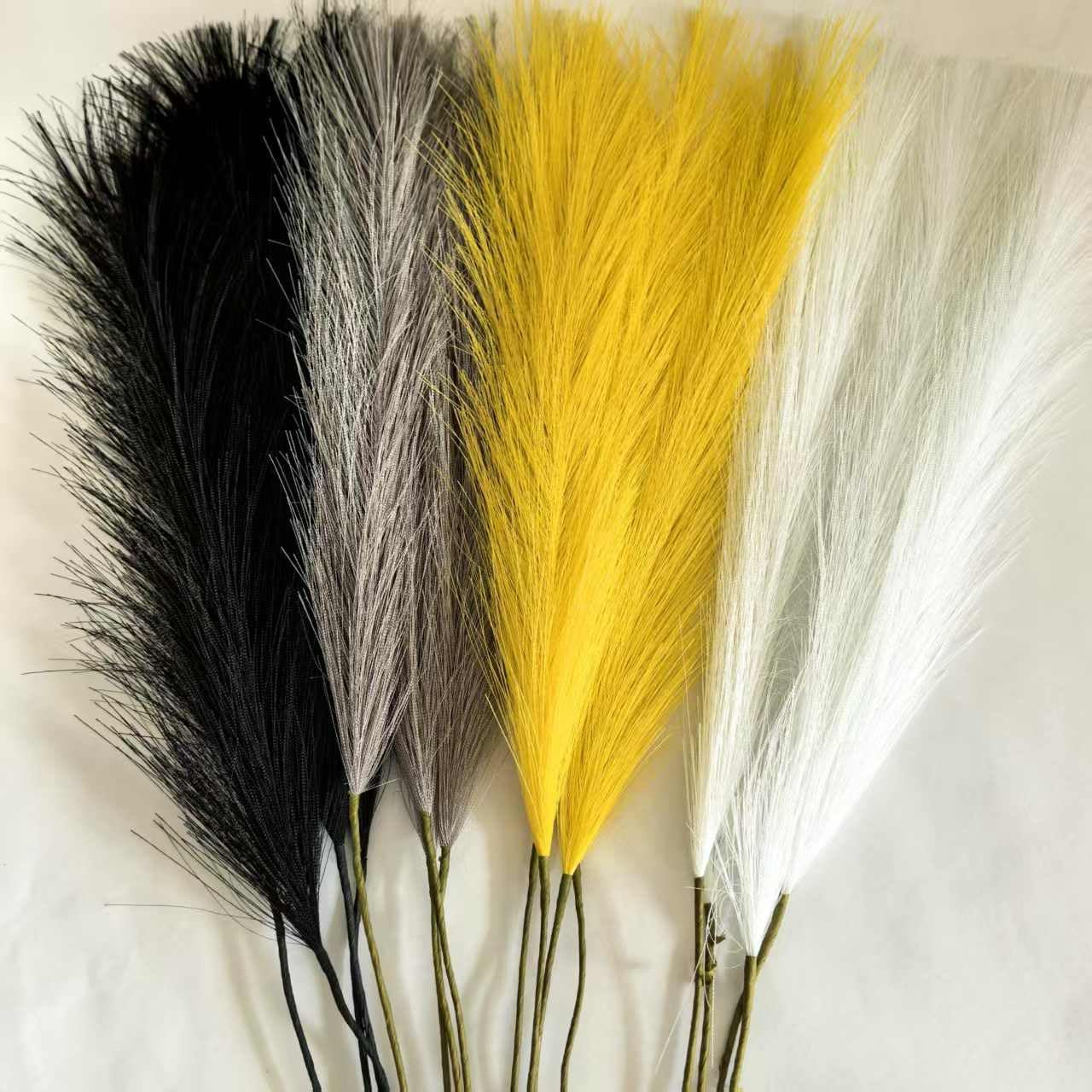 Faux Pampas Grass Bouquets Artificial Pampas Fake Pampas Flower / Yellow / 23 Inch / Set of 16