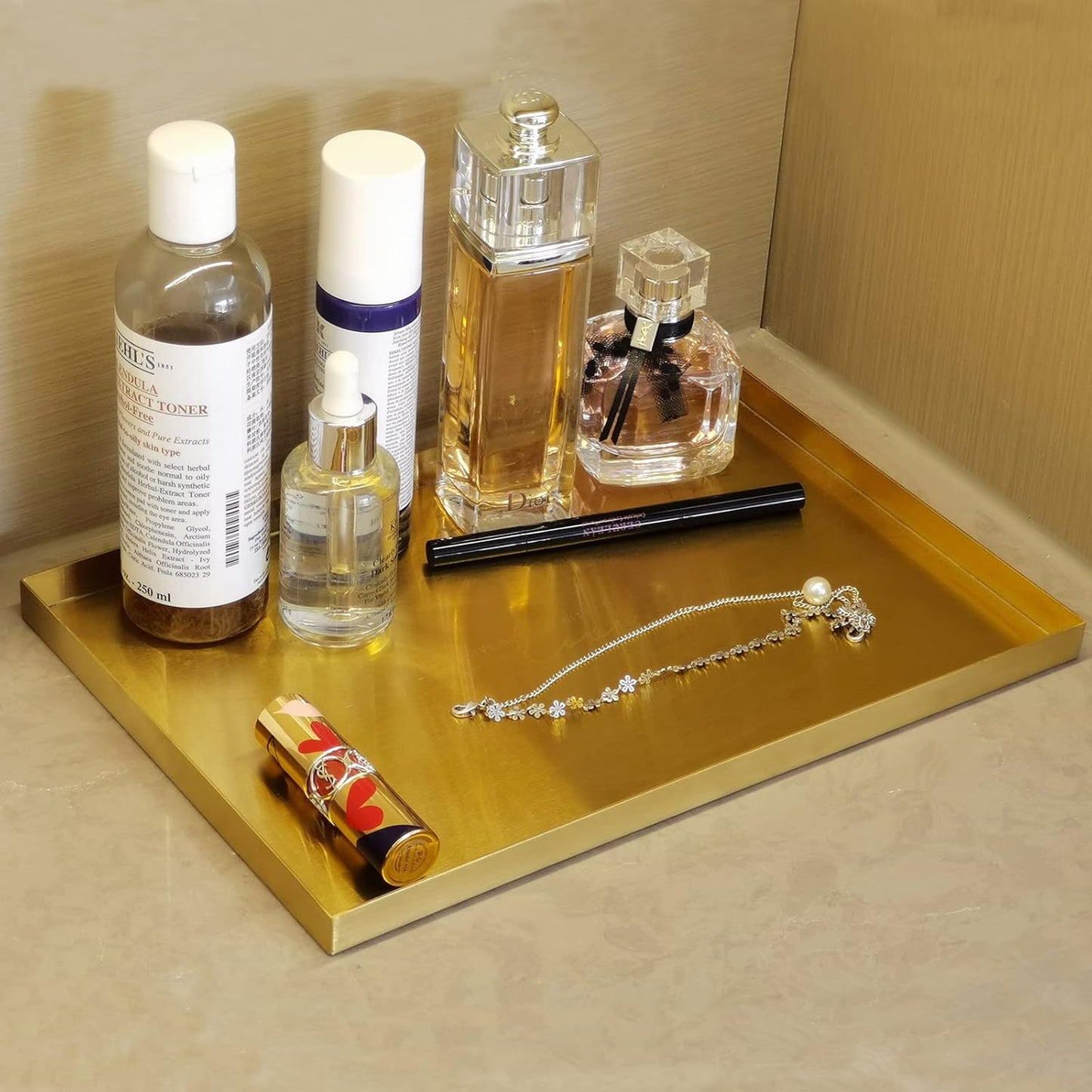 Gold Tray / Small Candle Holder / Sanding Gold / 11.9 x 8 x 0.6