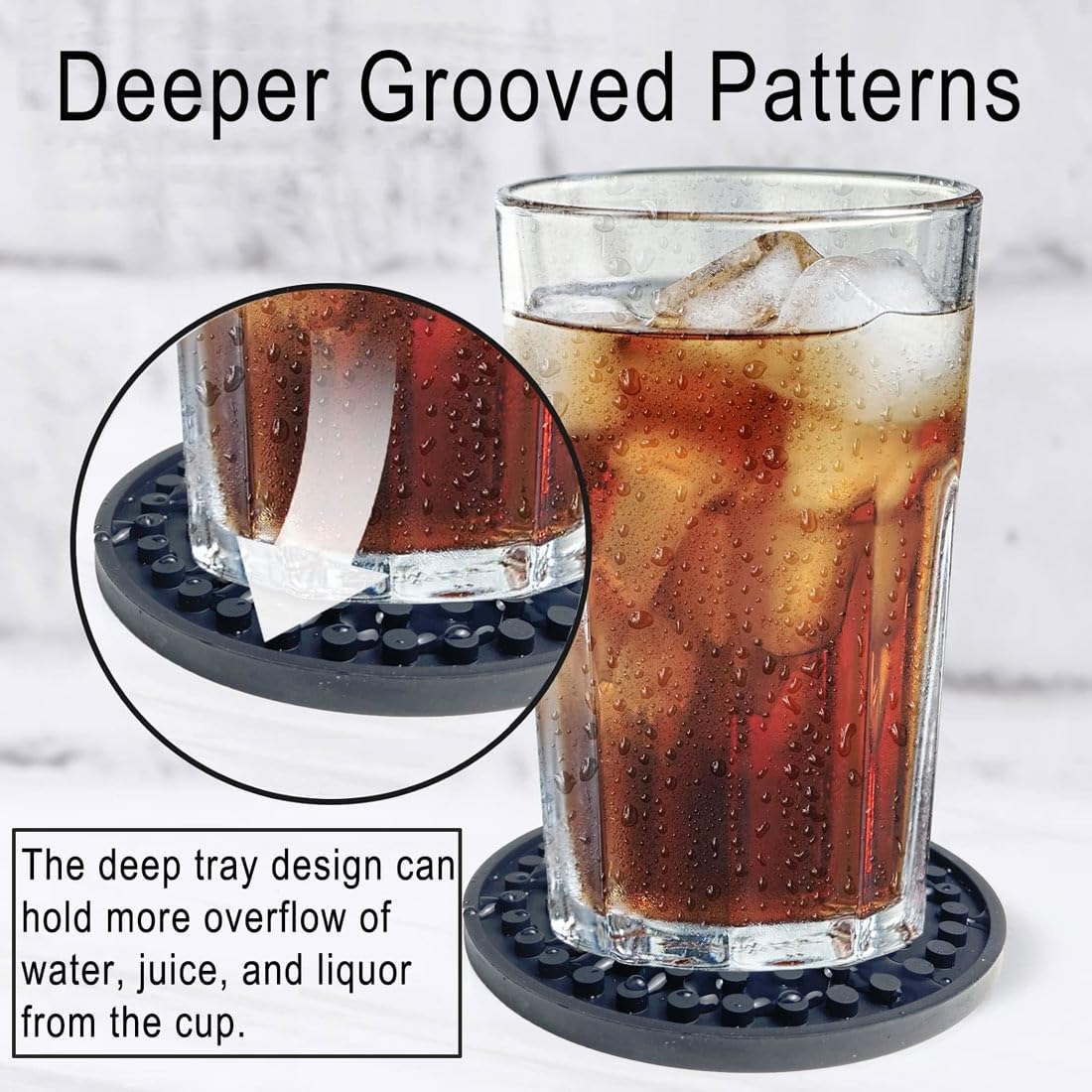 Silicone Drink Coasters / Black / Set of 12