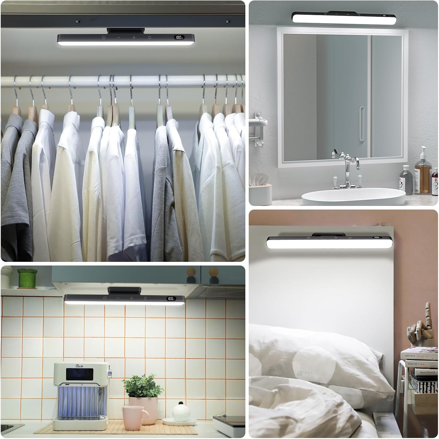 WILLED 5W Dimmable Mirror Lights,3 Colors Adjustable Makeup Light with 120 LED,2500mAh Rechargeable Under Cabinet
