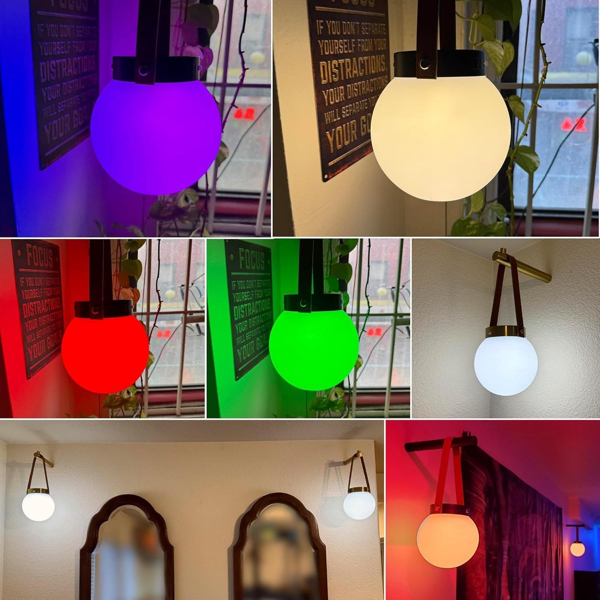 Battery Operated Wall Sconces Set of 2, Gold Wall Lamps for Bedroom with Remote Control Warm/Natural/Daylight/RGB 15
