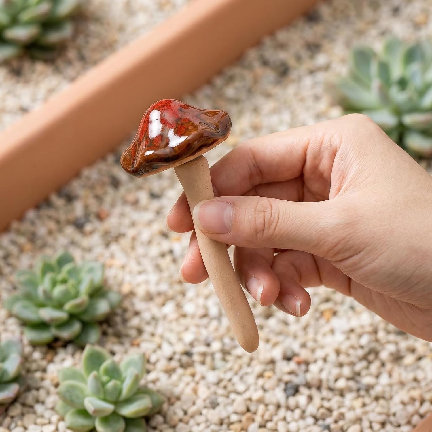 Ceramic Garden Mushrooms / 4.7 Inch / Set of 12