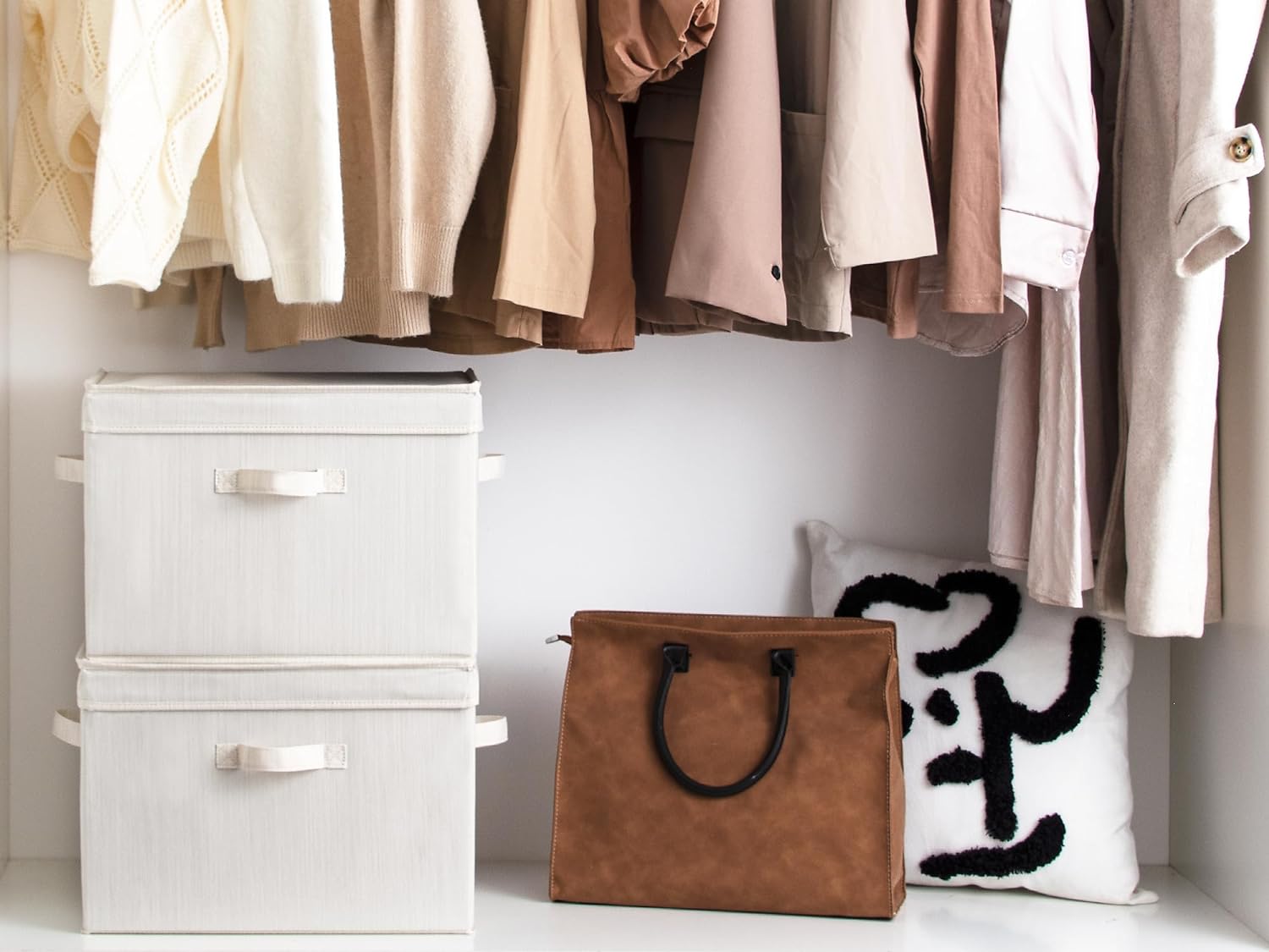 Closet Storage Bin / Beige, White & Ivory / Jumbo