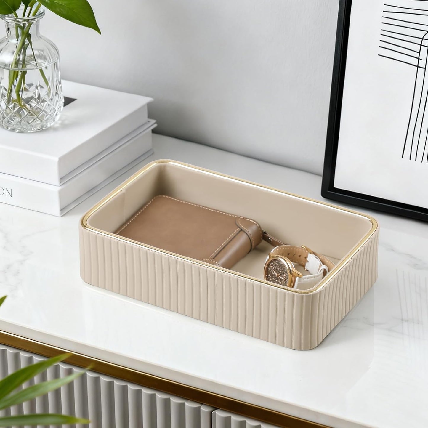 Desk Organizer Tray / Beige / 9.5 x 6 x 2.2