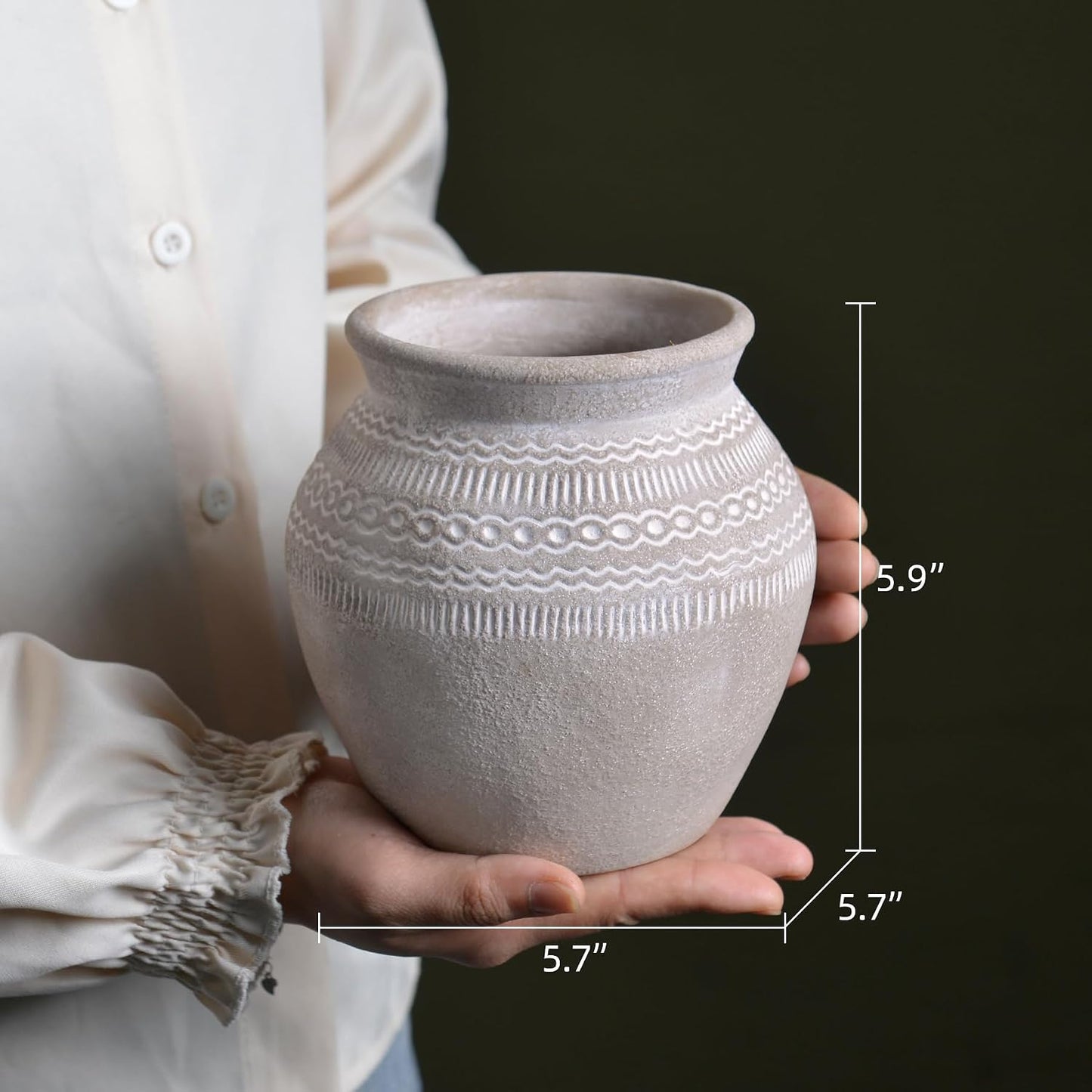 Ceramic Rustic Farmhouse Vase / Gray