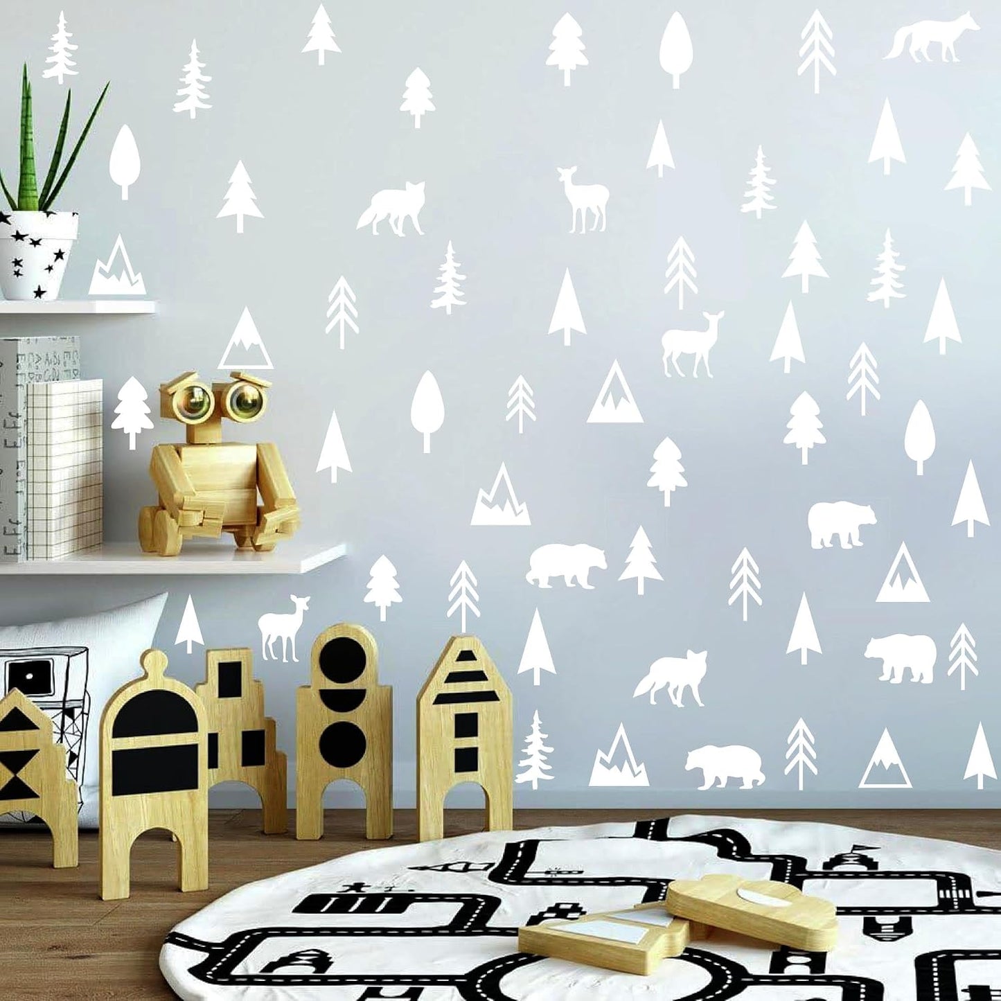 Animal Wall Decals Vinyl Pine Tree Wall Stickers Forest Animal Wall Stickers Mountain / Woodland