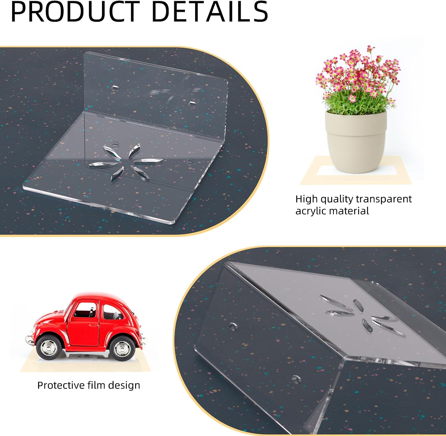 Acrylic Wall Shelves,Clear 6 inch Floating Shelves for Display,Echo,Cameras,Speaker,Router Wall Mounted Transparent