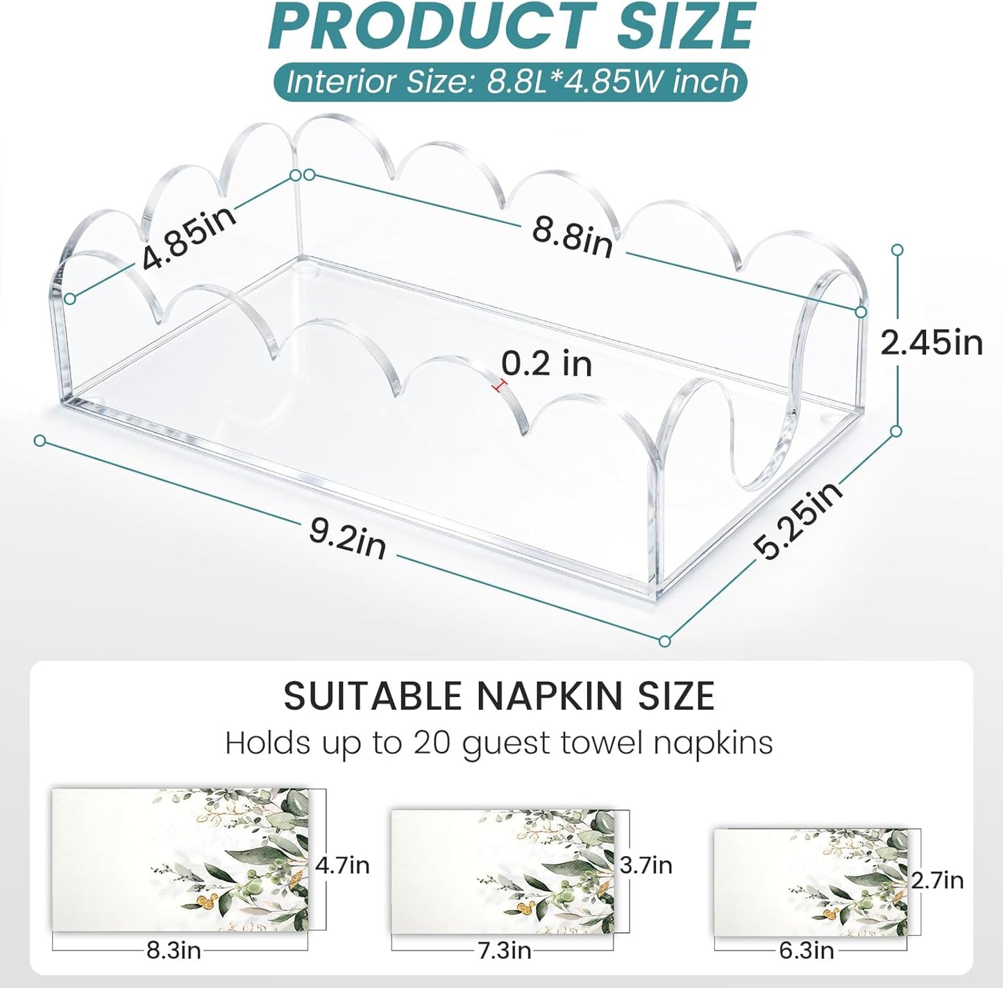 Thick Acrylic Napkin Holder / 9 x 5 x 2.45 / Clear