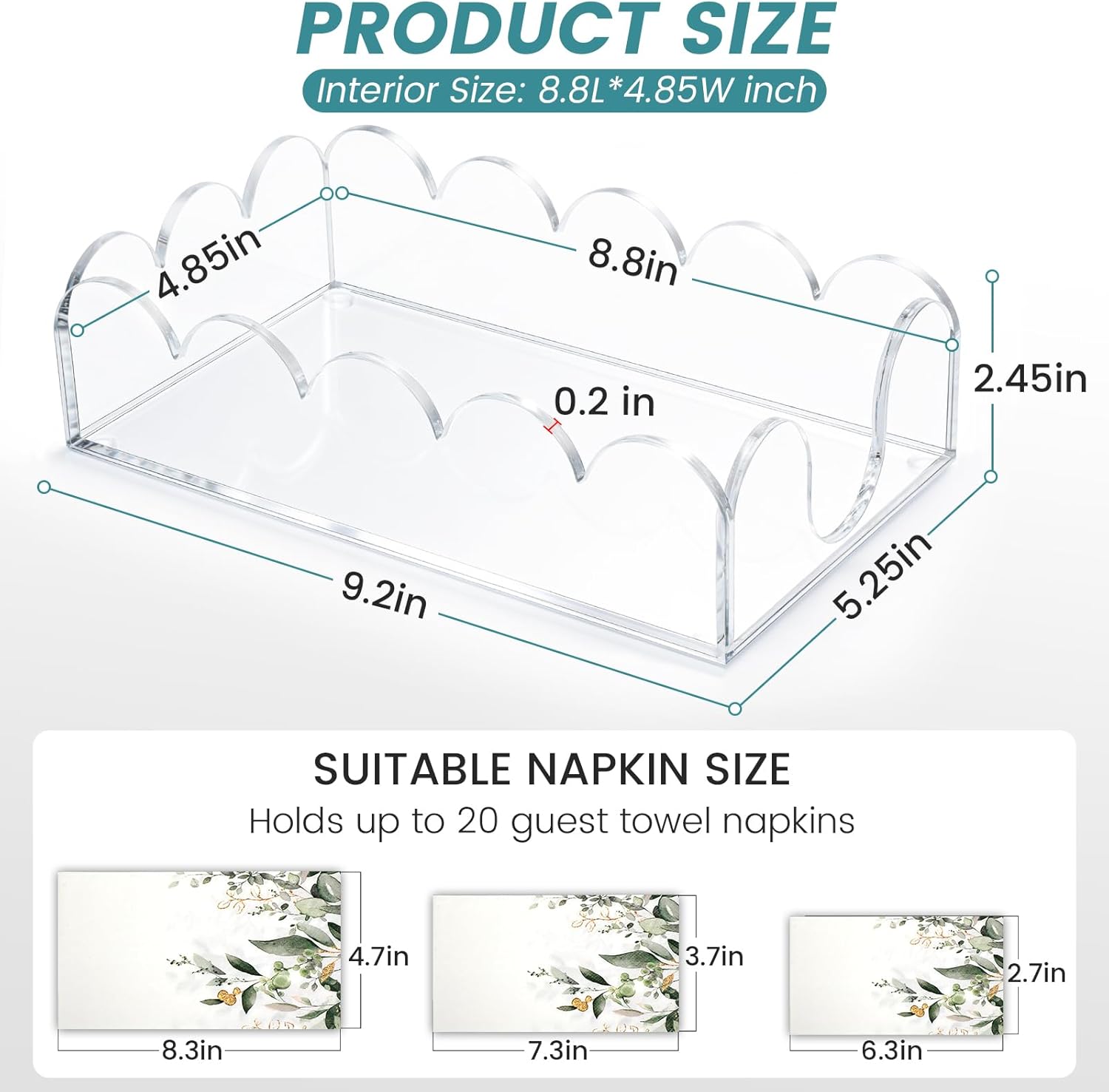 Thick Acrylic Napkin Holder / 9 x 5 x 2.45 / Clear