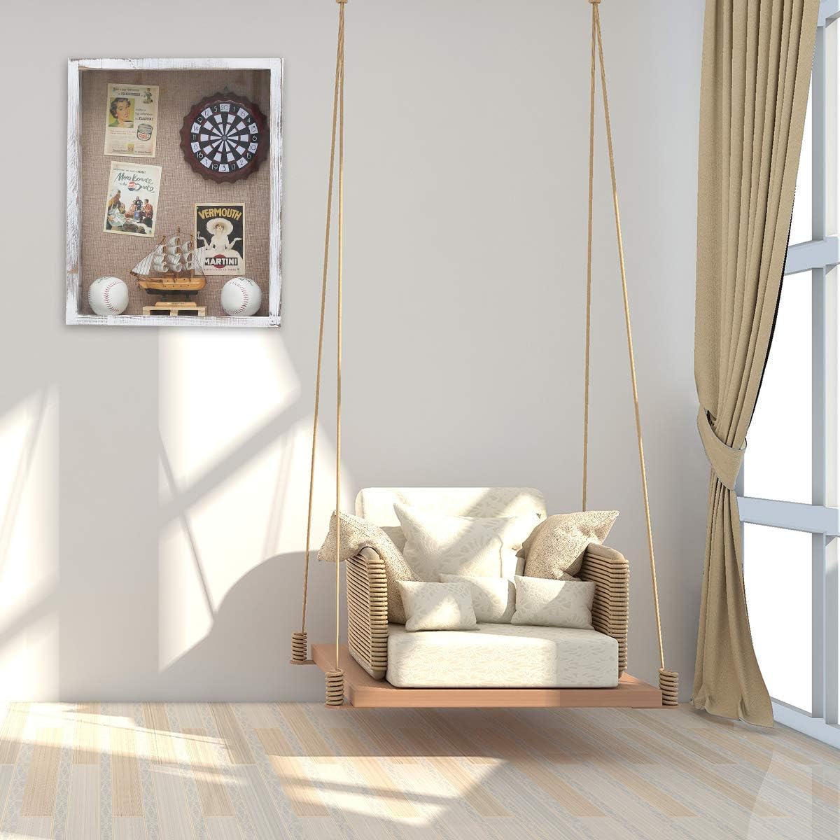 16x20 Extra Large 4-Inch Deep Wood Shadow Box Frame, Distressed White | Solid Wood; 16x20-Inch Extra Large Display;