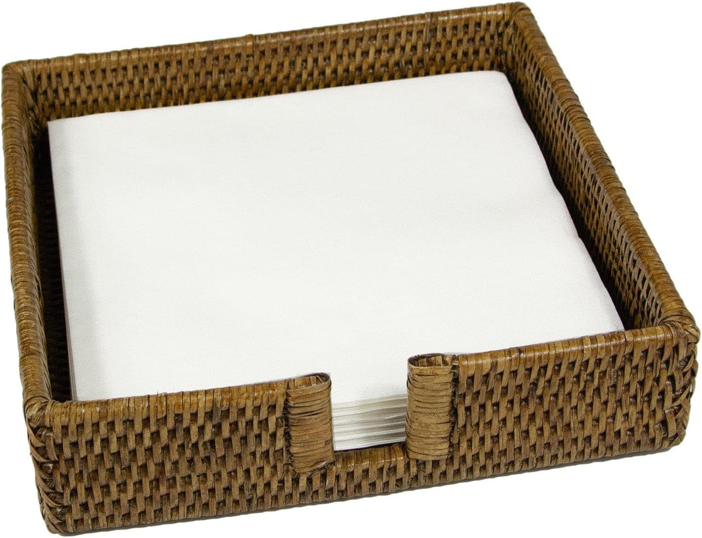 Rattan Dinner Napkin Holder / Natural / 9 x 9 x 2.5