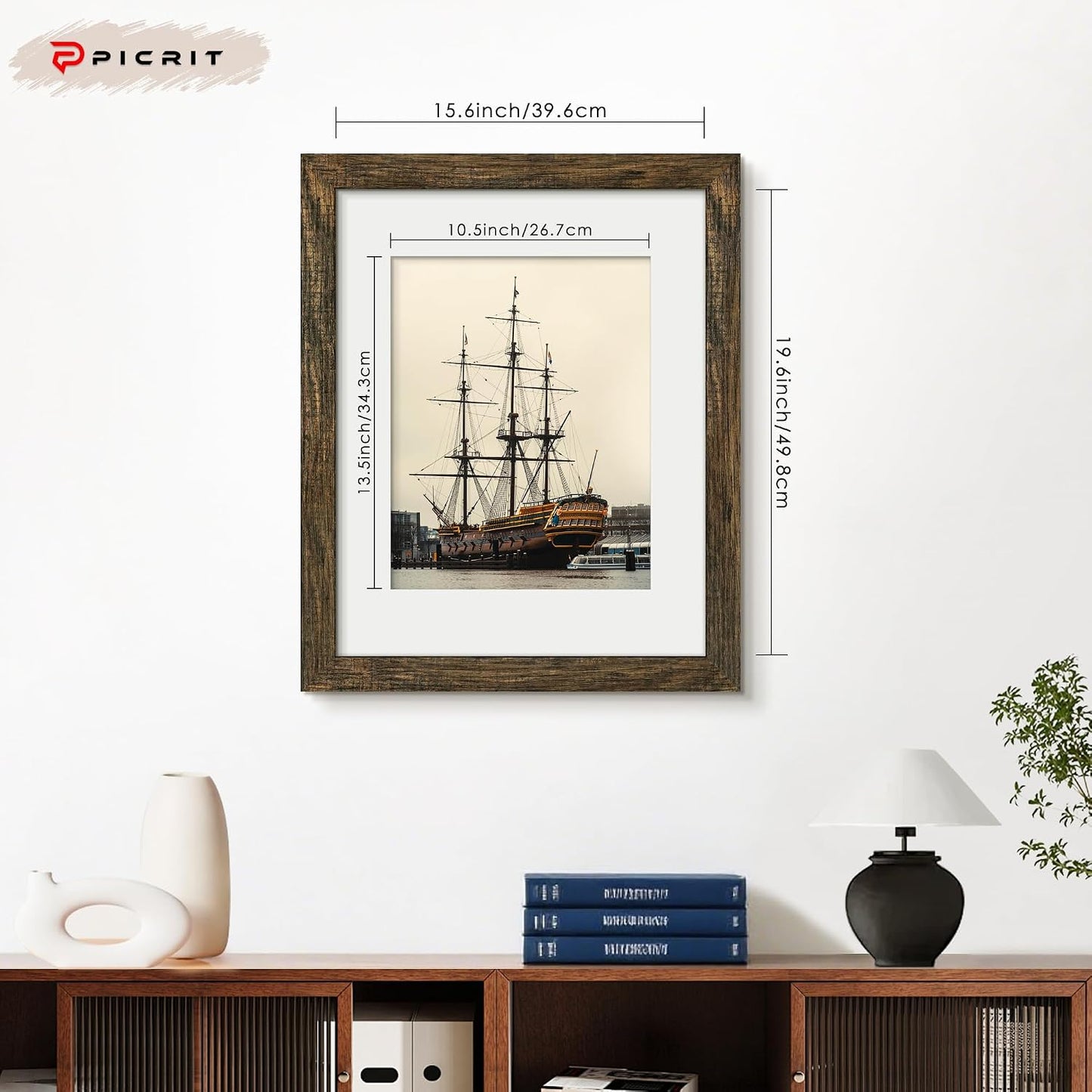 16x20 Rustic Brown Picture Frame, Poster Frame for Wall, 3 Pack | Fits 11x14 Photos With Mat or 16x20 Without Mat