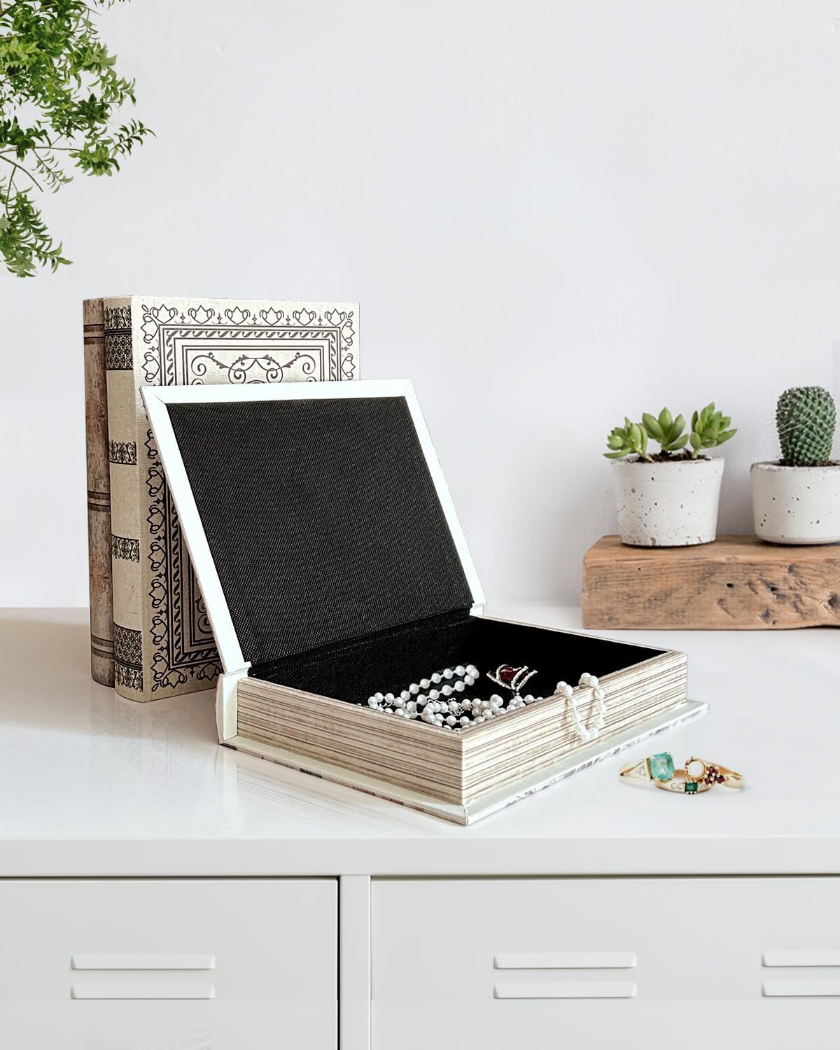 Vintage Faux Book Boxes / 1 x Geometric
