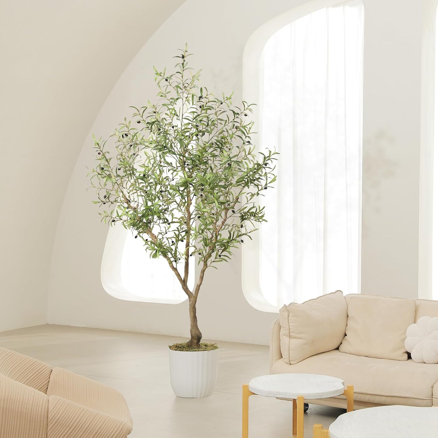Large Olive Branches and Lifelike Fruits / 7ft / 7 Inch