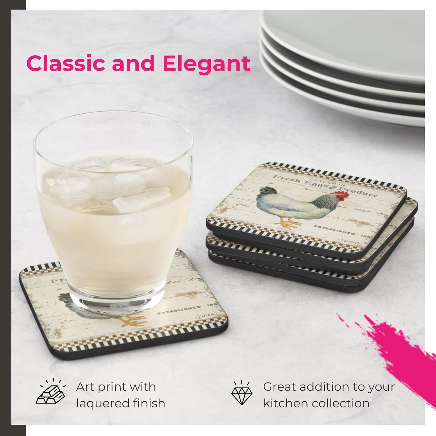 Multicolor / 4.25 x 4.25 / Coasters / Set of 6