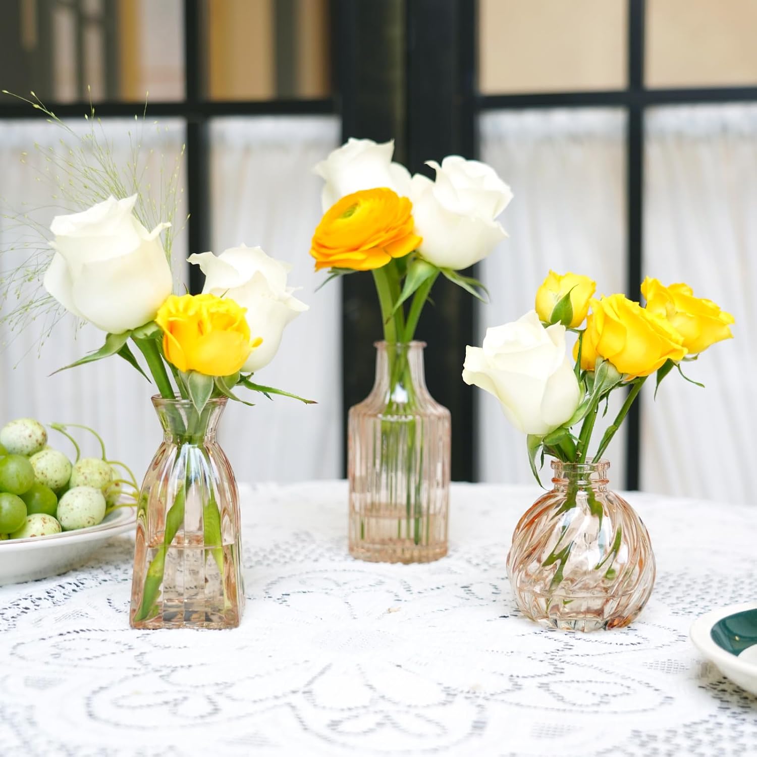 Small Ribbed Vases for Flowers Stripe / Champagne / 2 Packs
