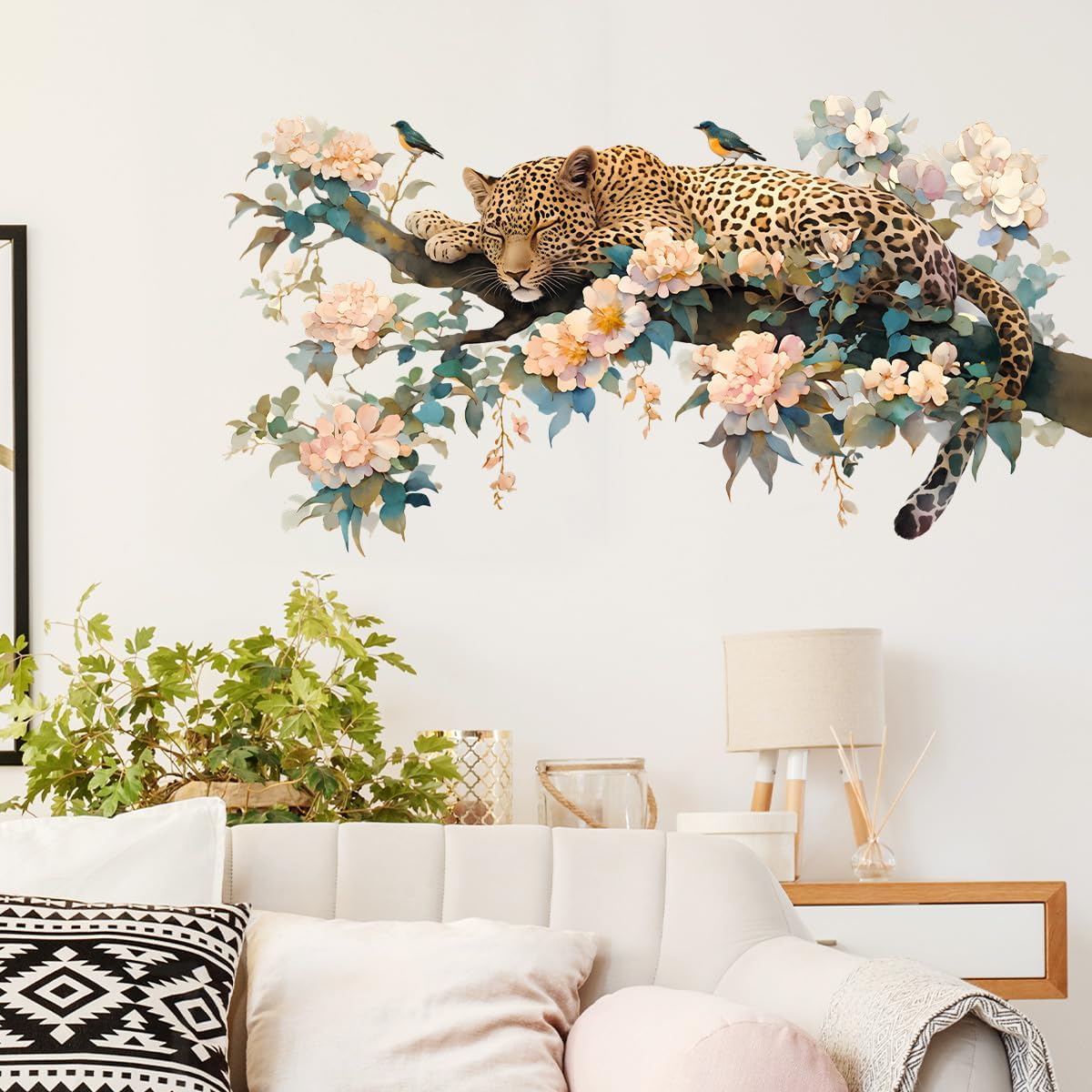Flowers Wall Decals Removable Jungle Animal Vinyl Stickers