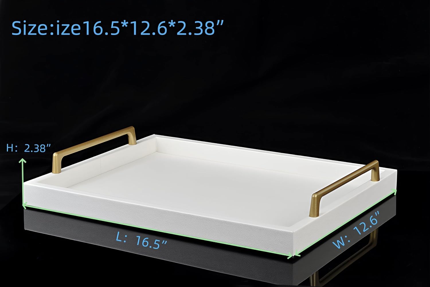 Wooden Leather Serving Tray / White