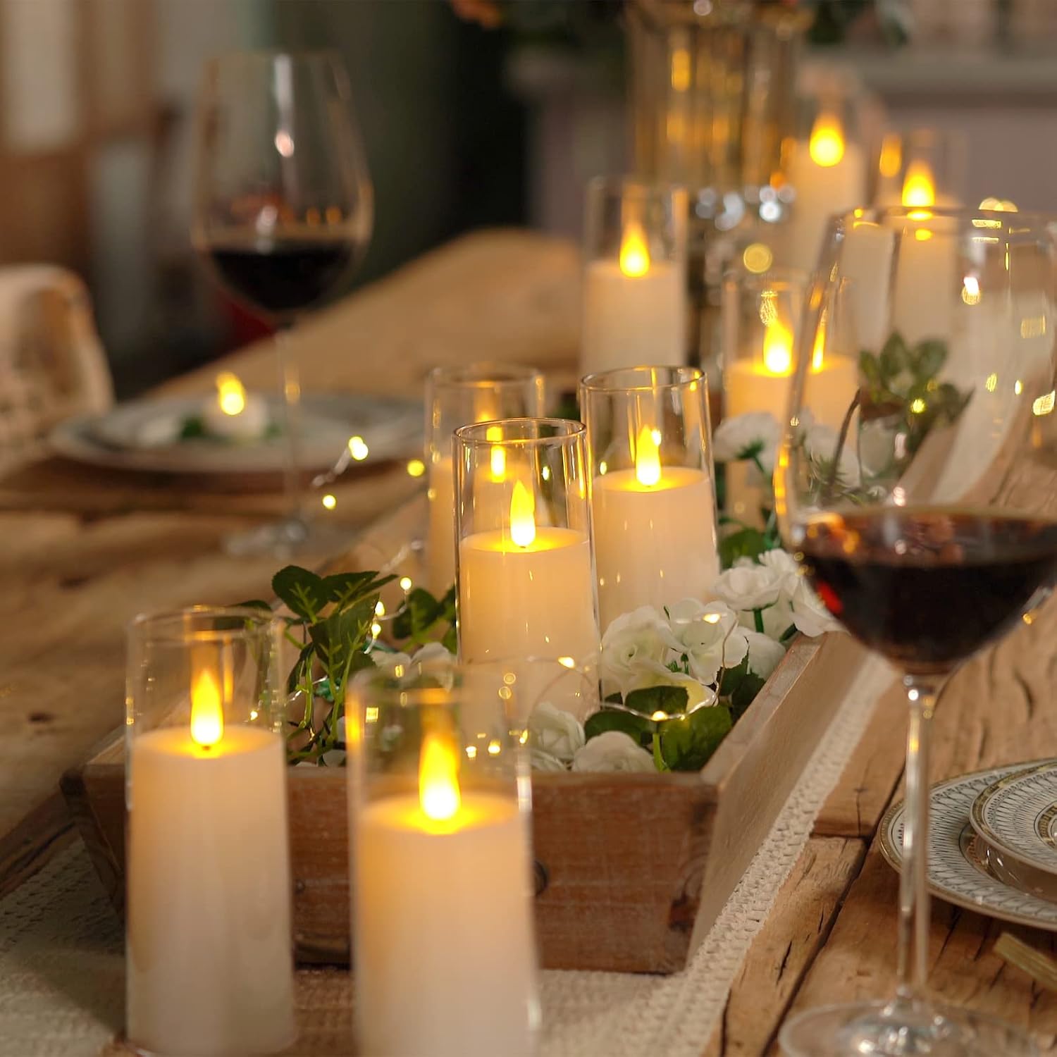 Homemory Pure White Acrylic Flameless Candles, LED Candles, Battery Operated Candles with Remote Control and Timer