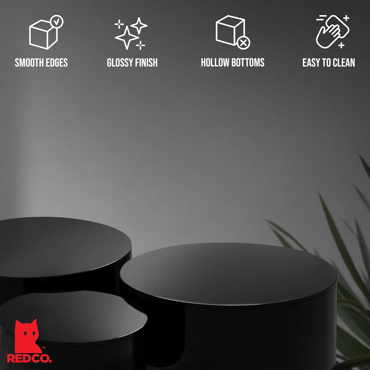 Sizes Acrylic Round Cylinder Display Nesting Riser Stands / 6", 5", 4 / Black / Set of 3
