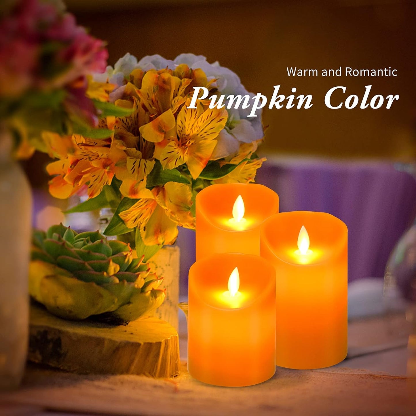 AKU TONPA Real Wax Flickering Flameless Candles Battery Operated LED Fake Candle Set with Remote Control and Timer for