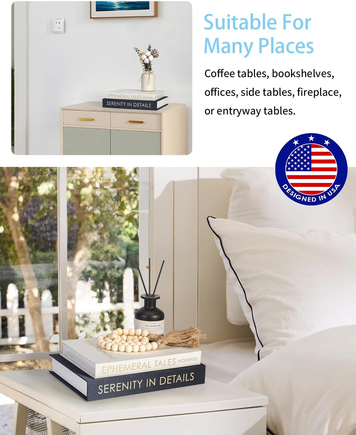 Fake Books / Decorative Book Box / Blue+white / Set of 2