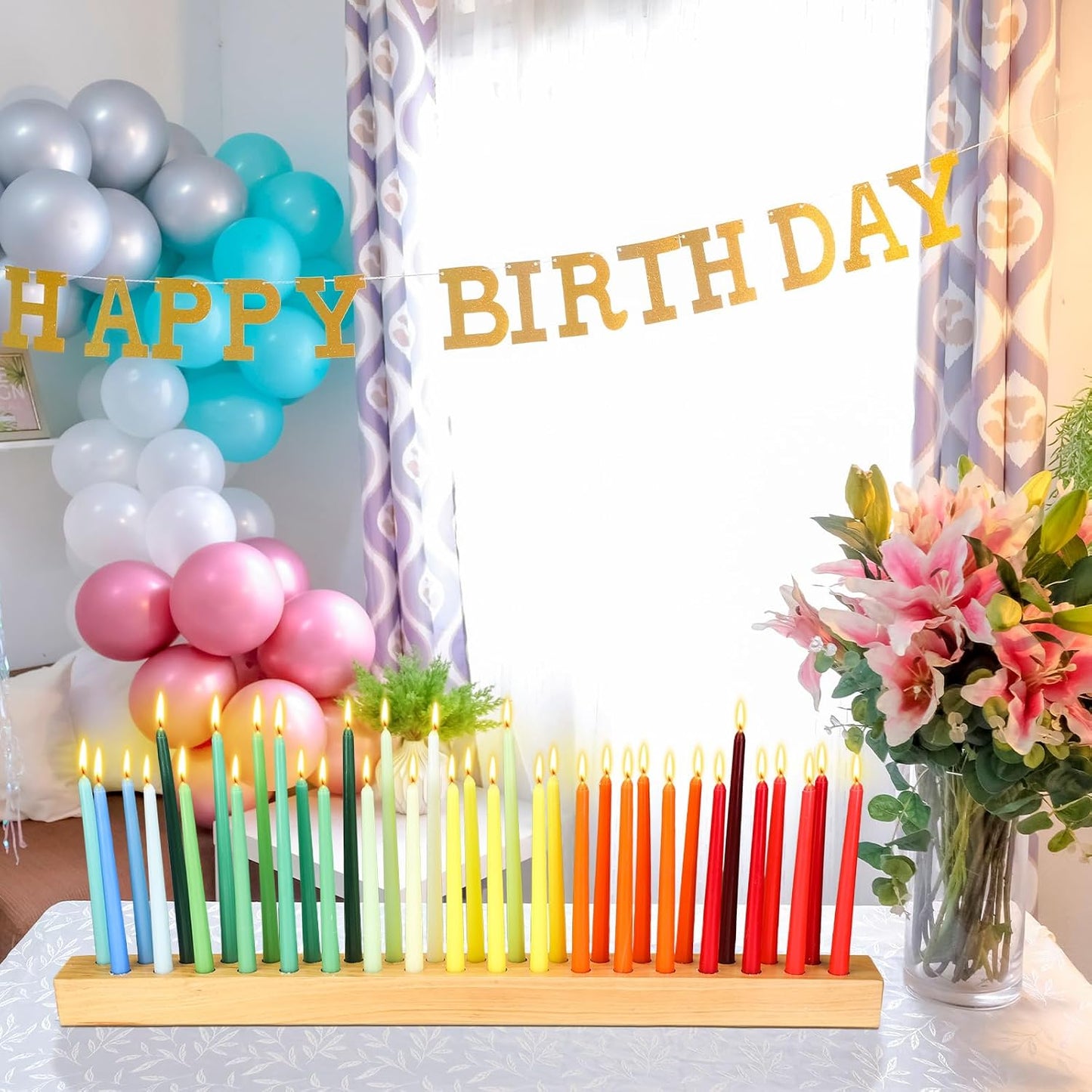 36 Inch Wooden Taper Candle Holder Long Candlestick Holders for Table Centerpiece Giant Wood Candlestick for Birthday