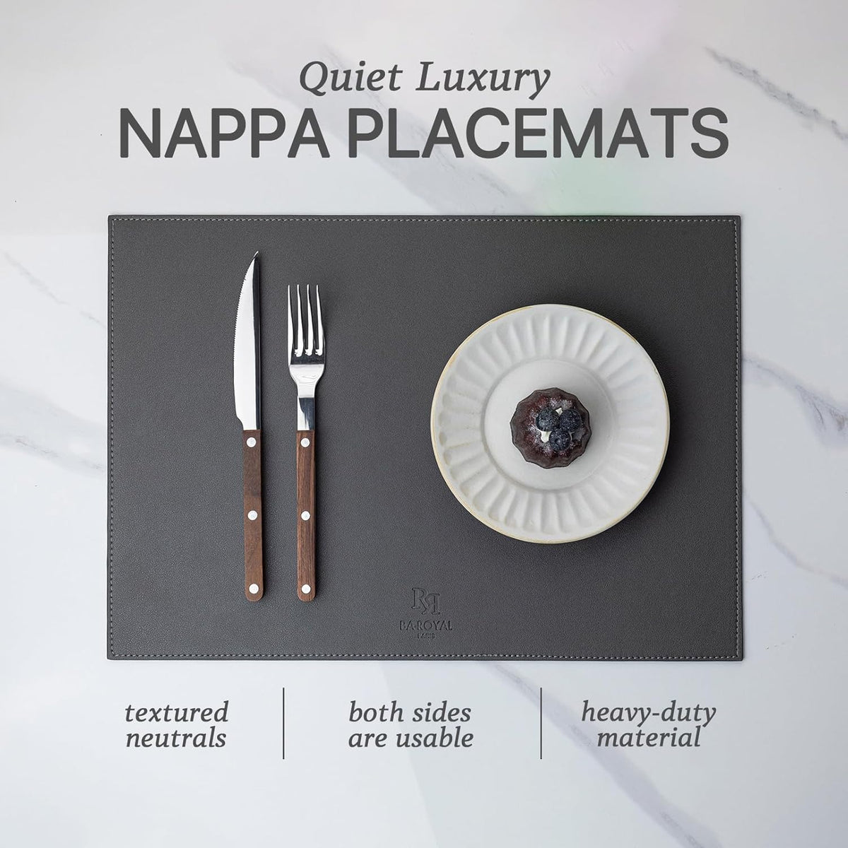 Baroyal Faux Leather Placemats Set of 12 Vinyl Washable Wipeable Table Mats for Kitchen Dining Table Heat Resistant