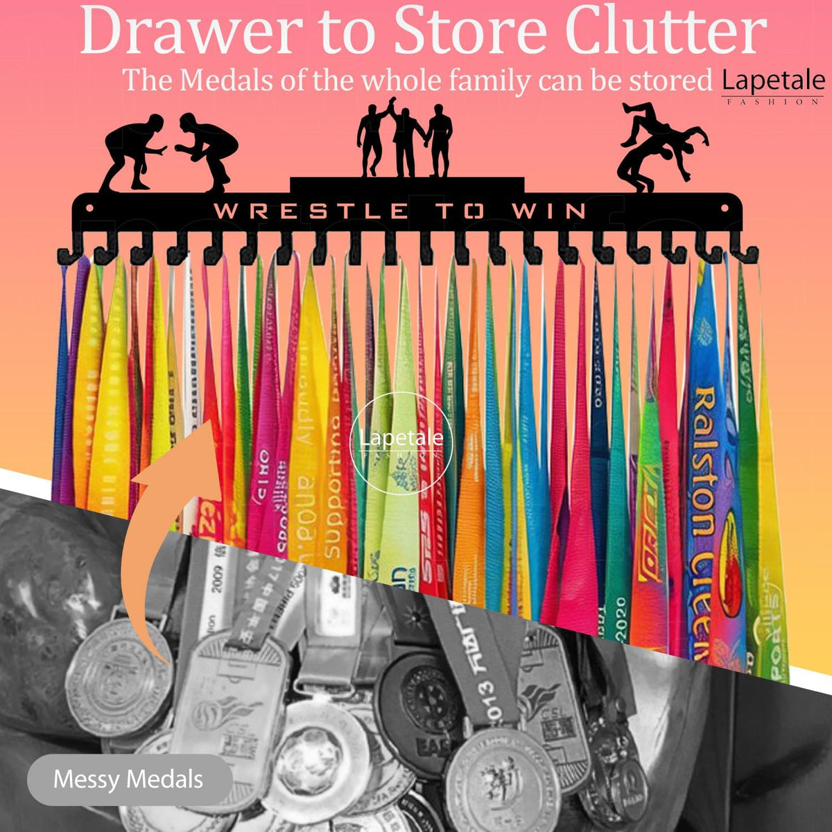 Medal Hanger Display Rack-Wall Mount Steel for 63+ Medals Easy to Install