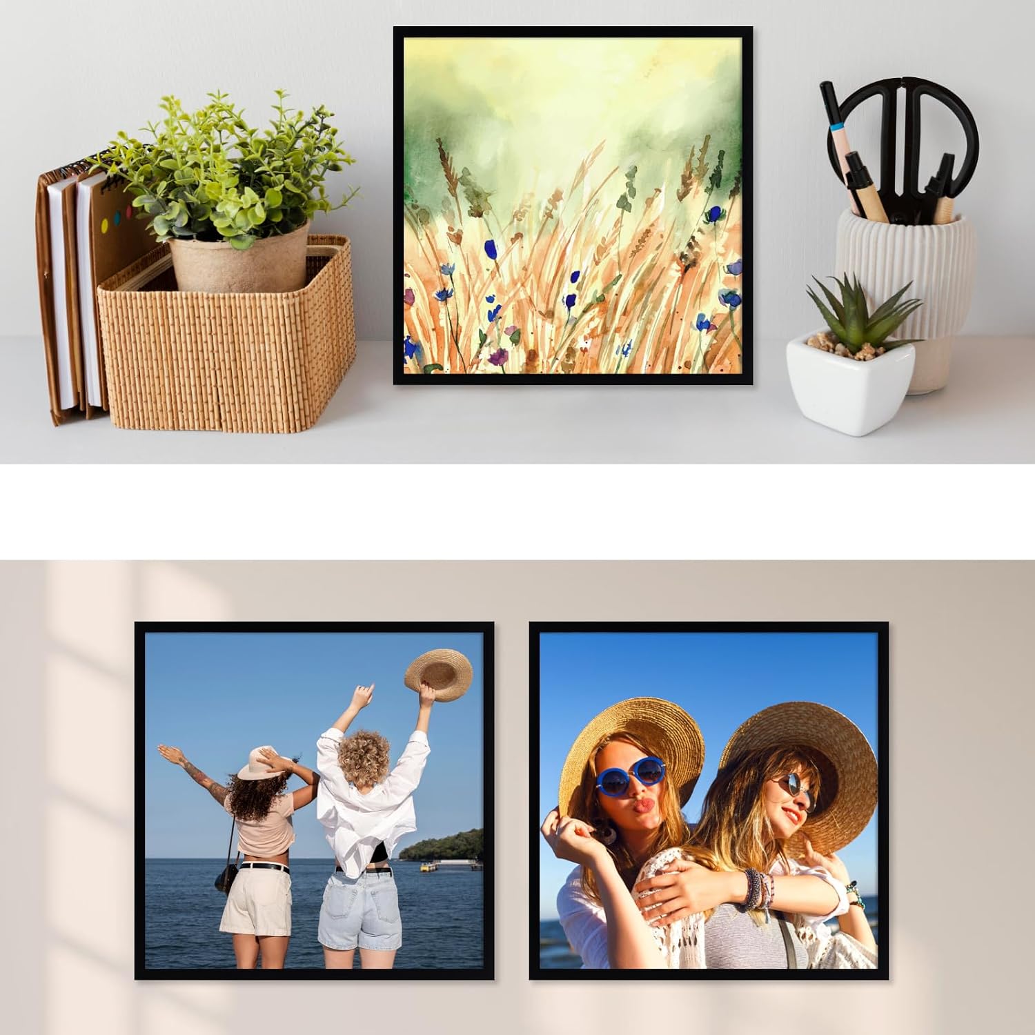 Giftgarden 16x16 Picture Frame Black, 16 by 16 Thin Square Poster Photo Frame for Wall Display, Single